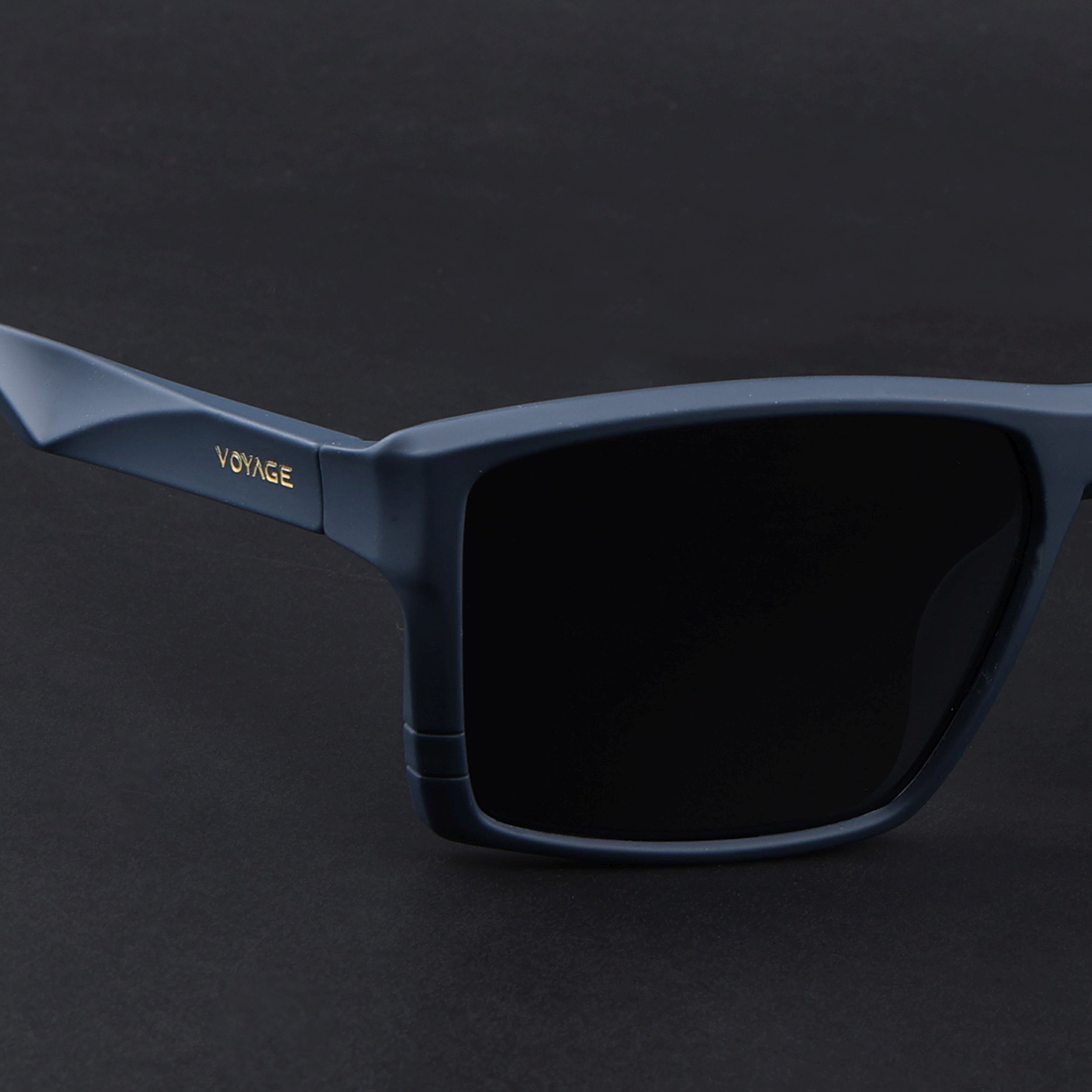 Square Polarized Sunglasses | Black Lens | Navy Blue Frame - PMG6746