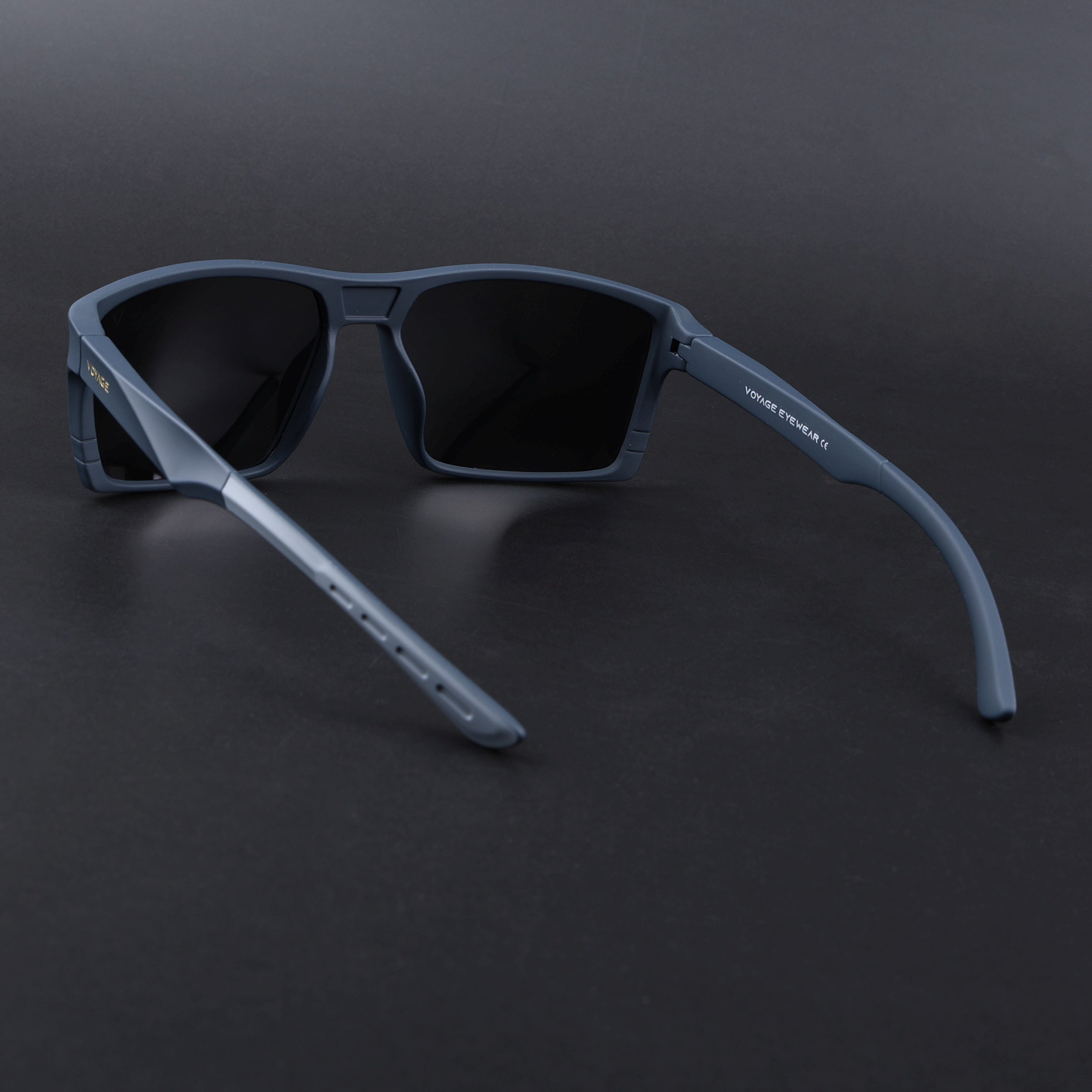 Square Polarized Sunglasses | Black Lens | Navy Blue Frame - PMG6746