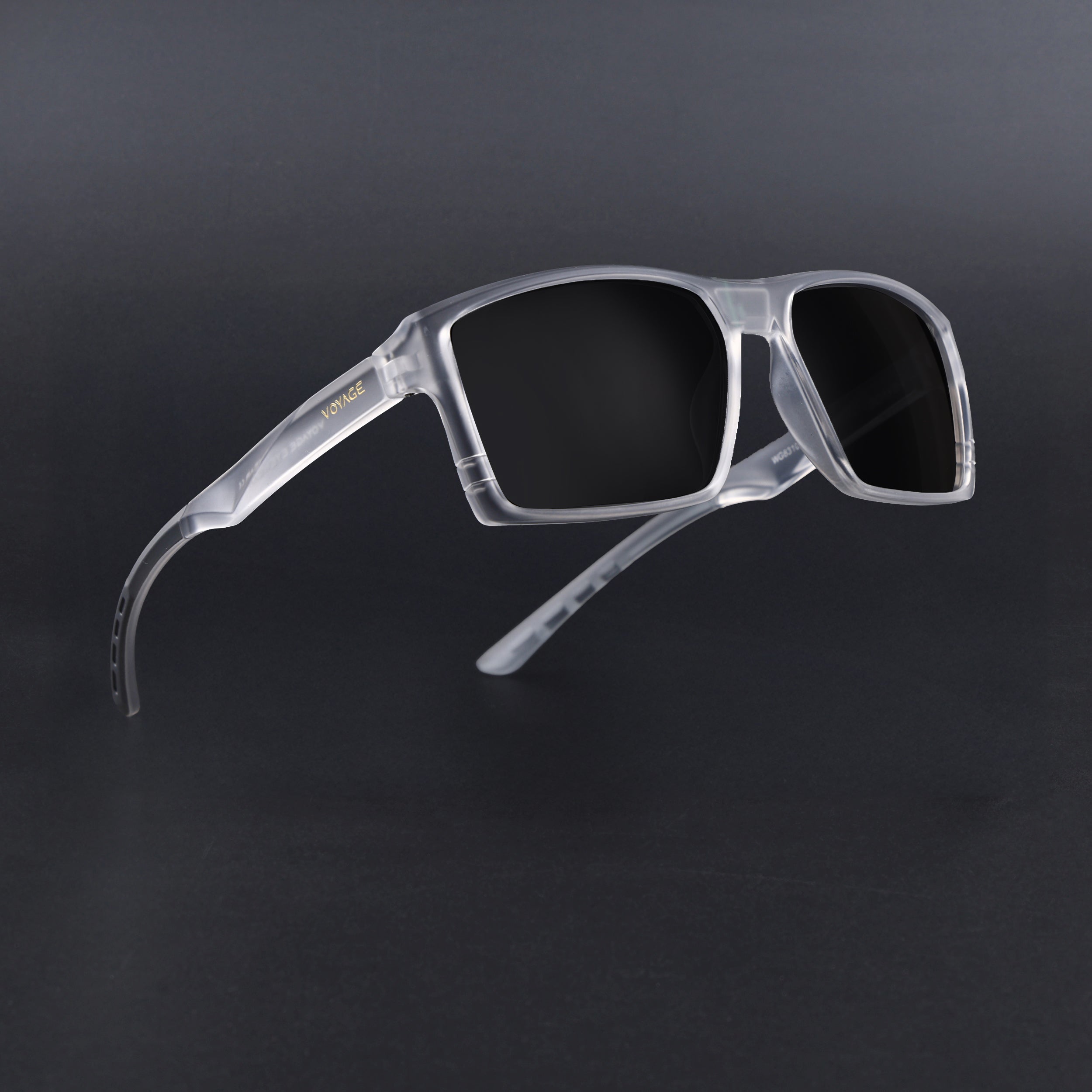 Square Polarized Sunglasses | Black Lens | Transparent Frame - PMG6747