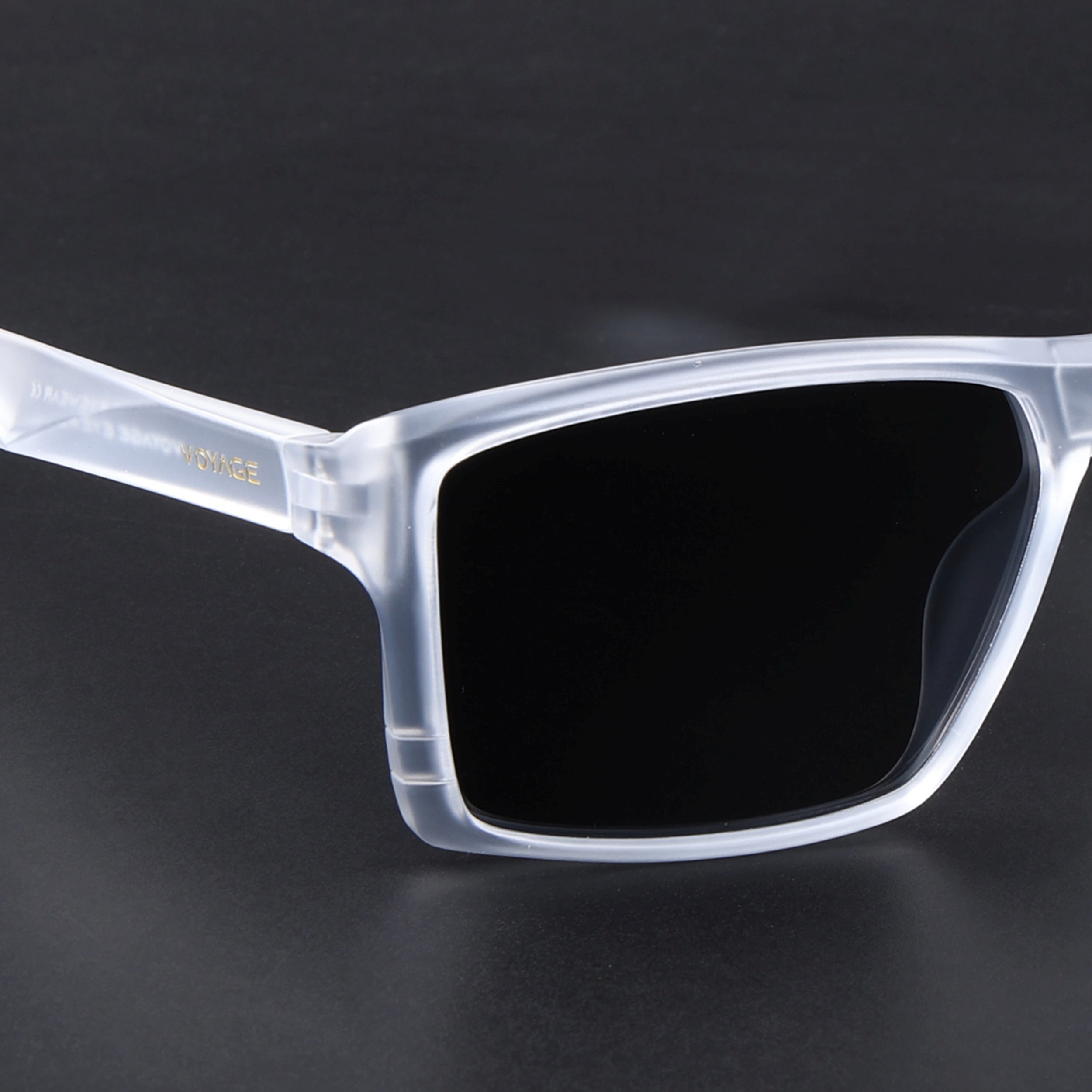Square Polarized Sunglasses | Black Lens | Transparent Frame - PMG6747