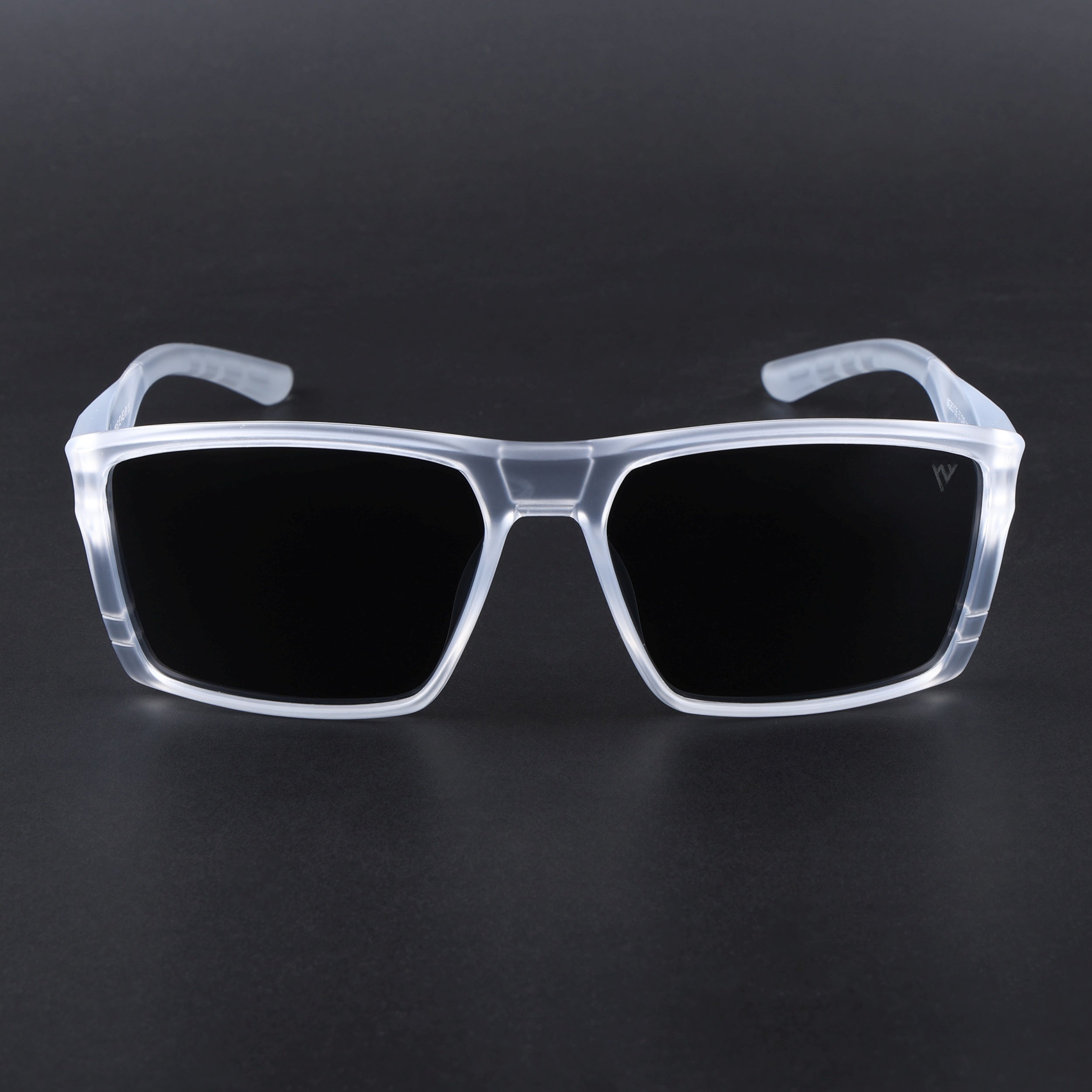 Square Polarized Sunglasses | Black Lens | Transparent Frame - PMG6747