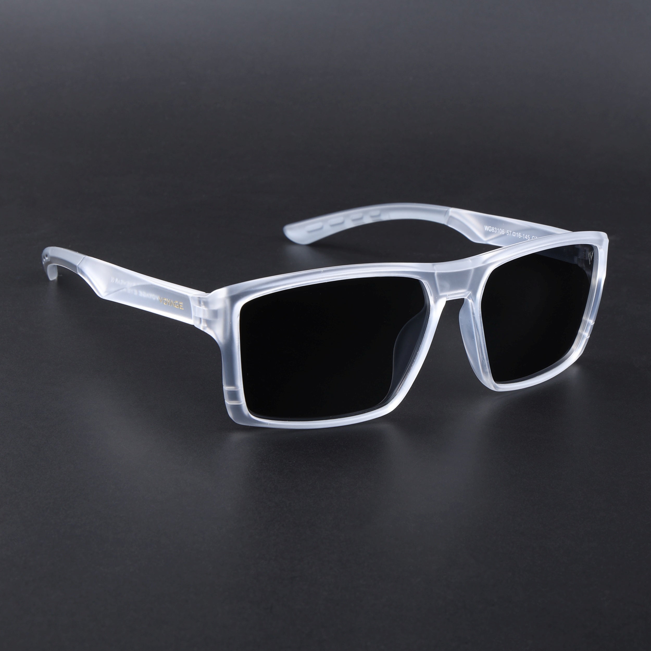 Square Polarized Sunglasses | Black Lens | Transparent Frame - PMG6747