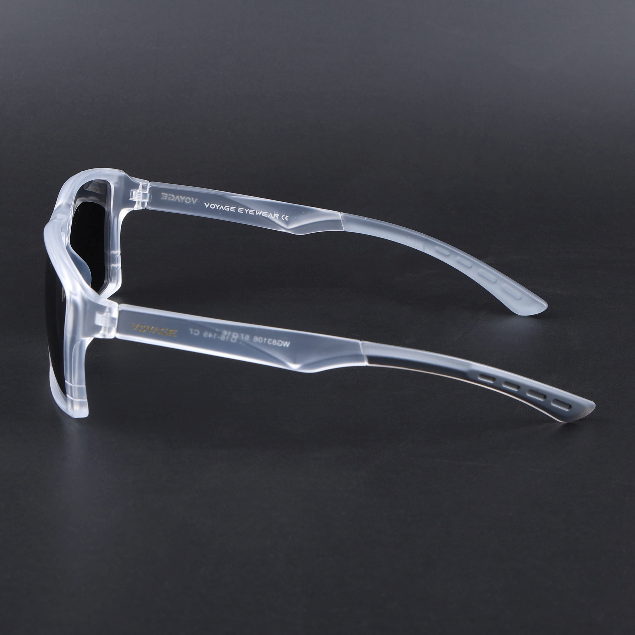 Square Polarized Sunglasses | Black Lens | Transparent Frame - PMG6747