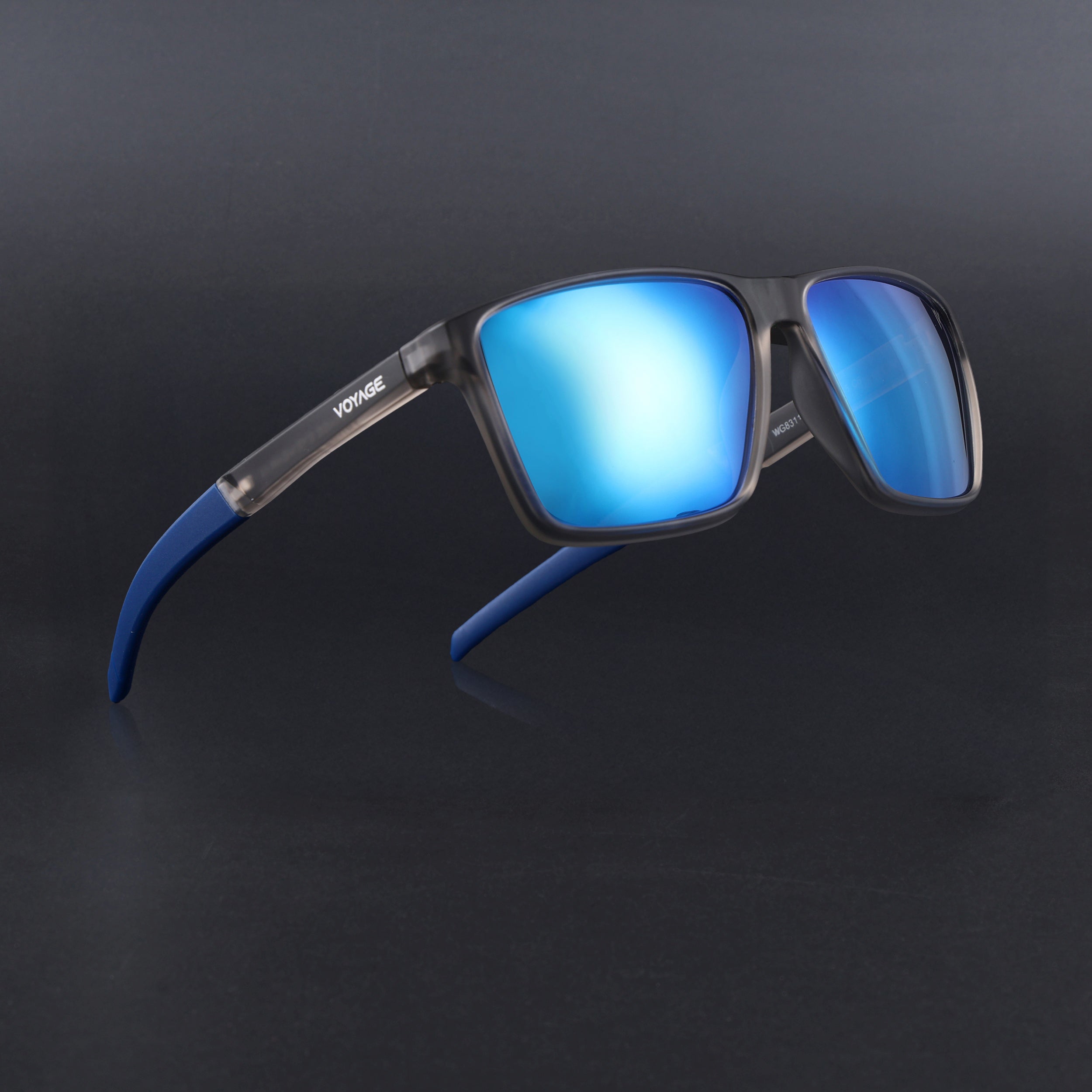 Wayfarer Polarized Sunglasses | Blue Lens | Grey Frame - PMG6750