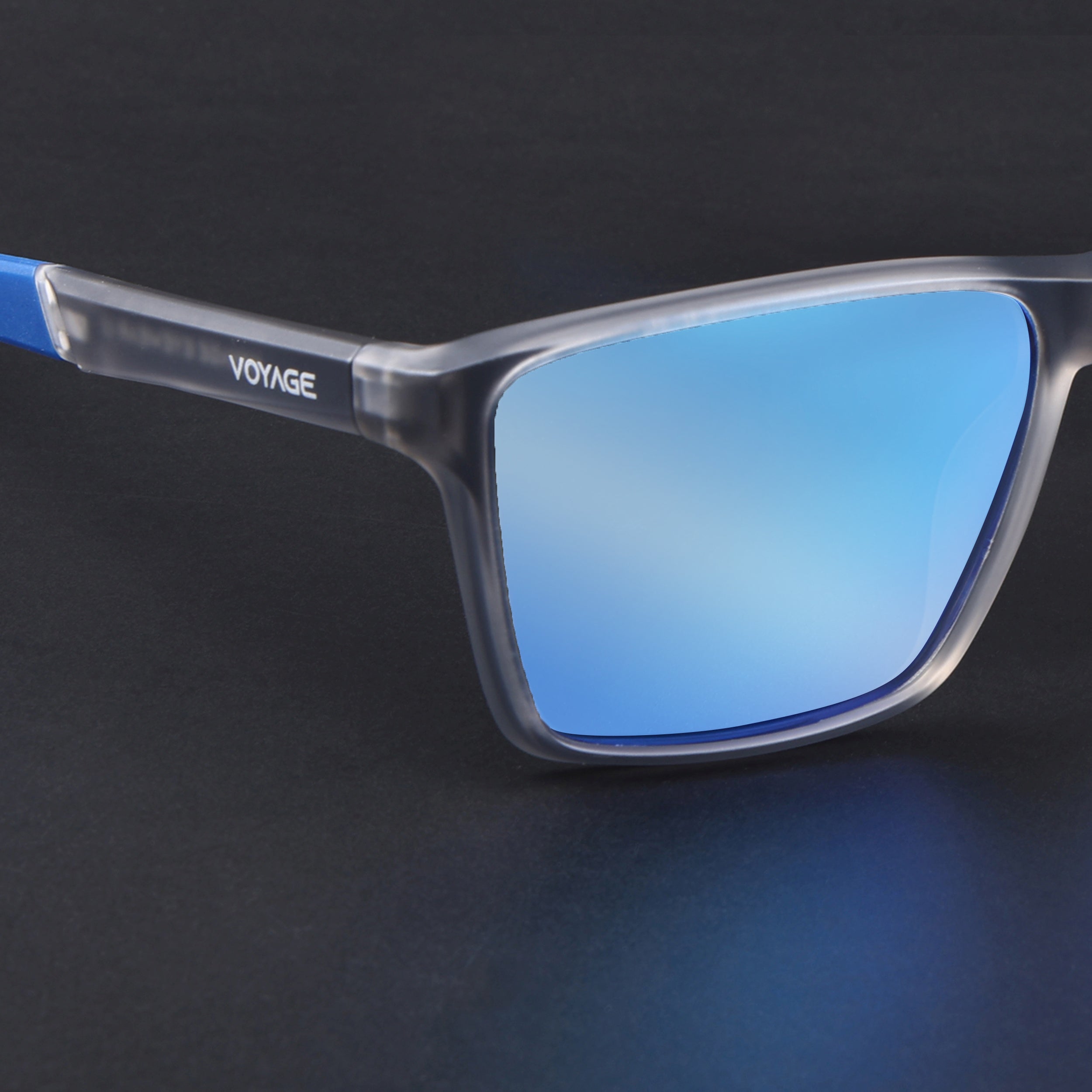 Wayfarer Polarized Sunglasses | Blue Lens | Grey Frame - PMG6750