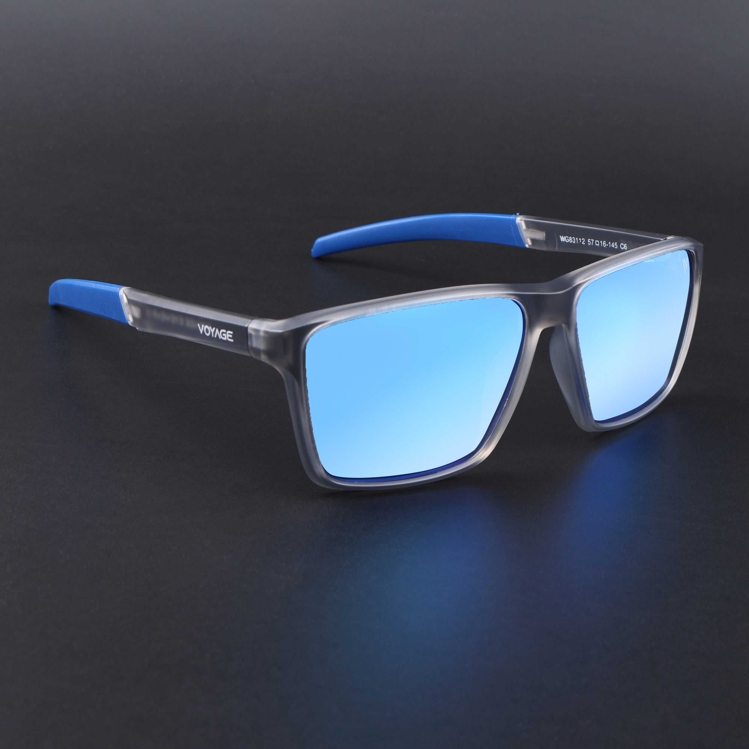 Wayfarer Polarized Sunglasses | Blue Lens | Grey Frame - PMG6750