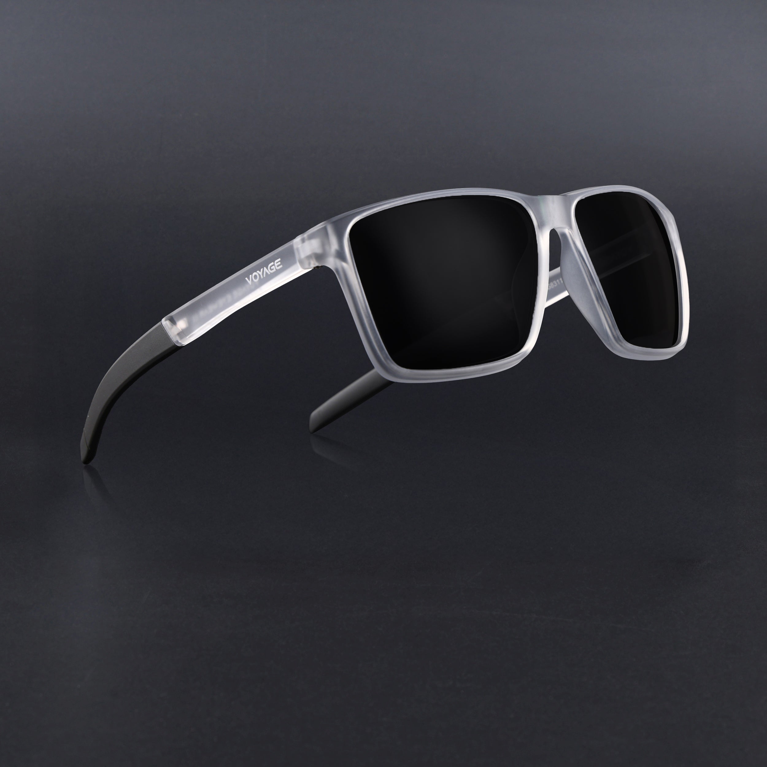 Wayfarer Polarized Sunglasses | Black Lens | Transparent Frame - PMG6752