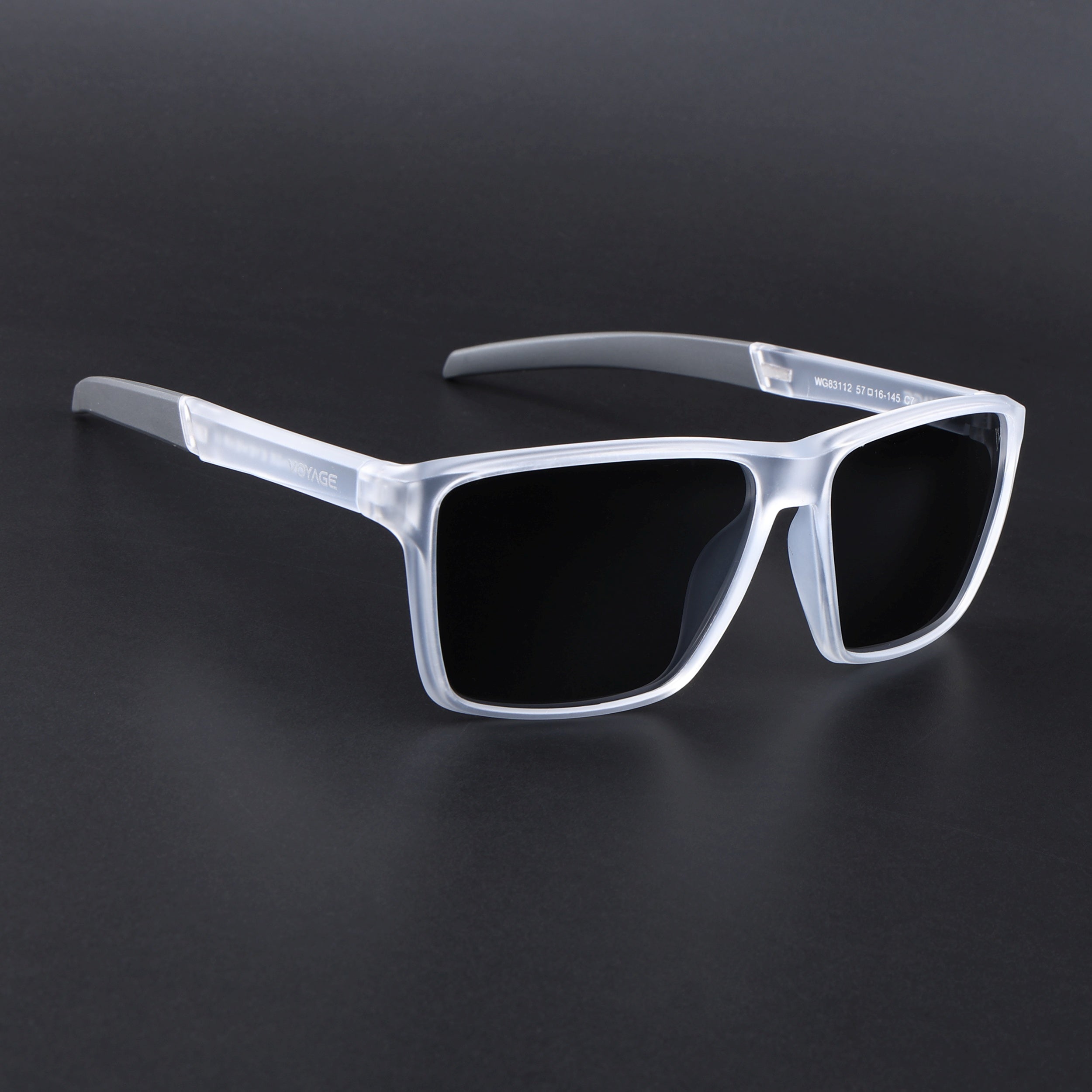 Wayfarer Polarized Sunglasses | Black Lens | Transparent Frame - PMG6752