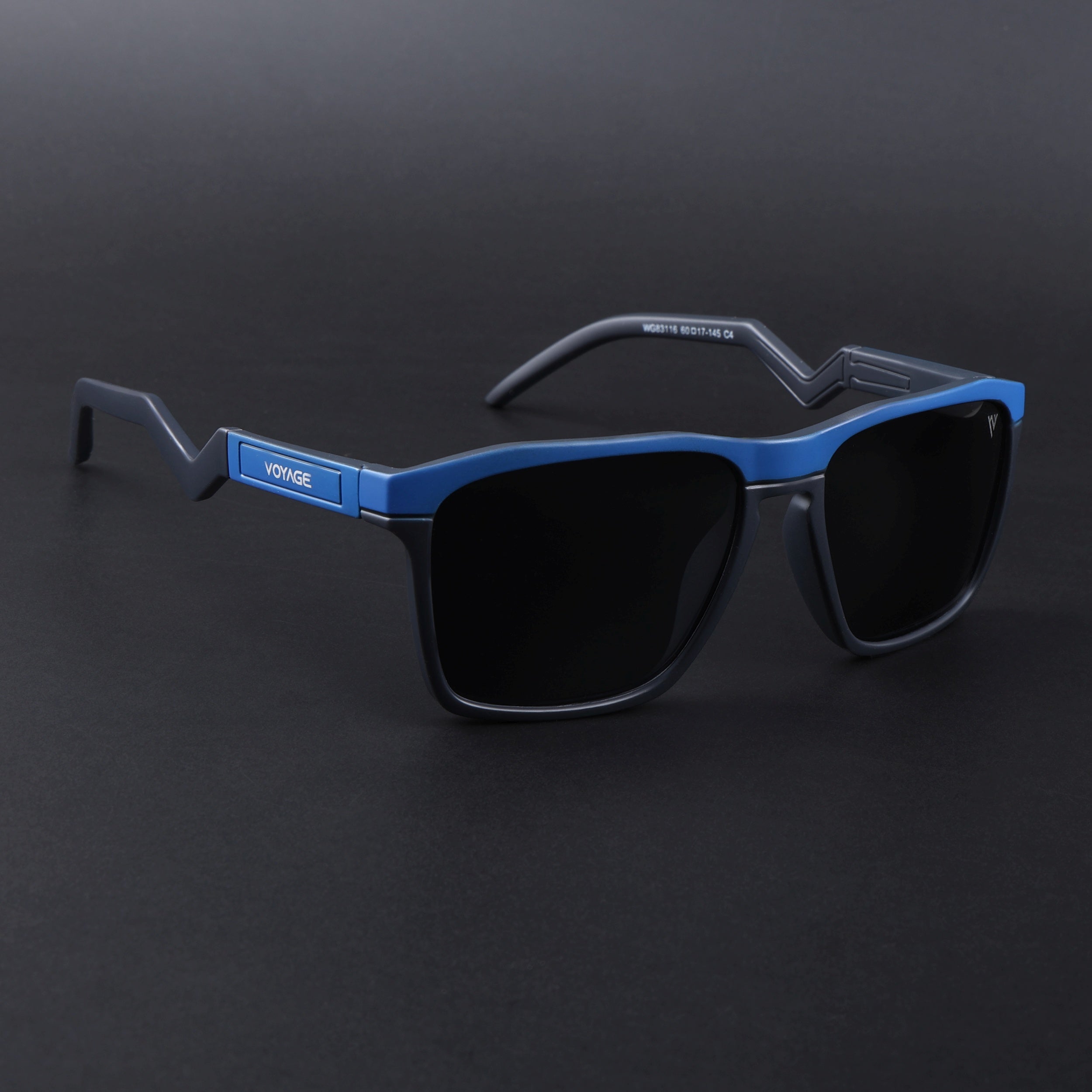 Radar 2.0 | Wayfarer Polarized Sunglasses | Black Lens | Blue & Grey Frame - PMG6754