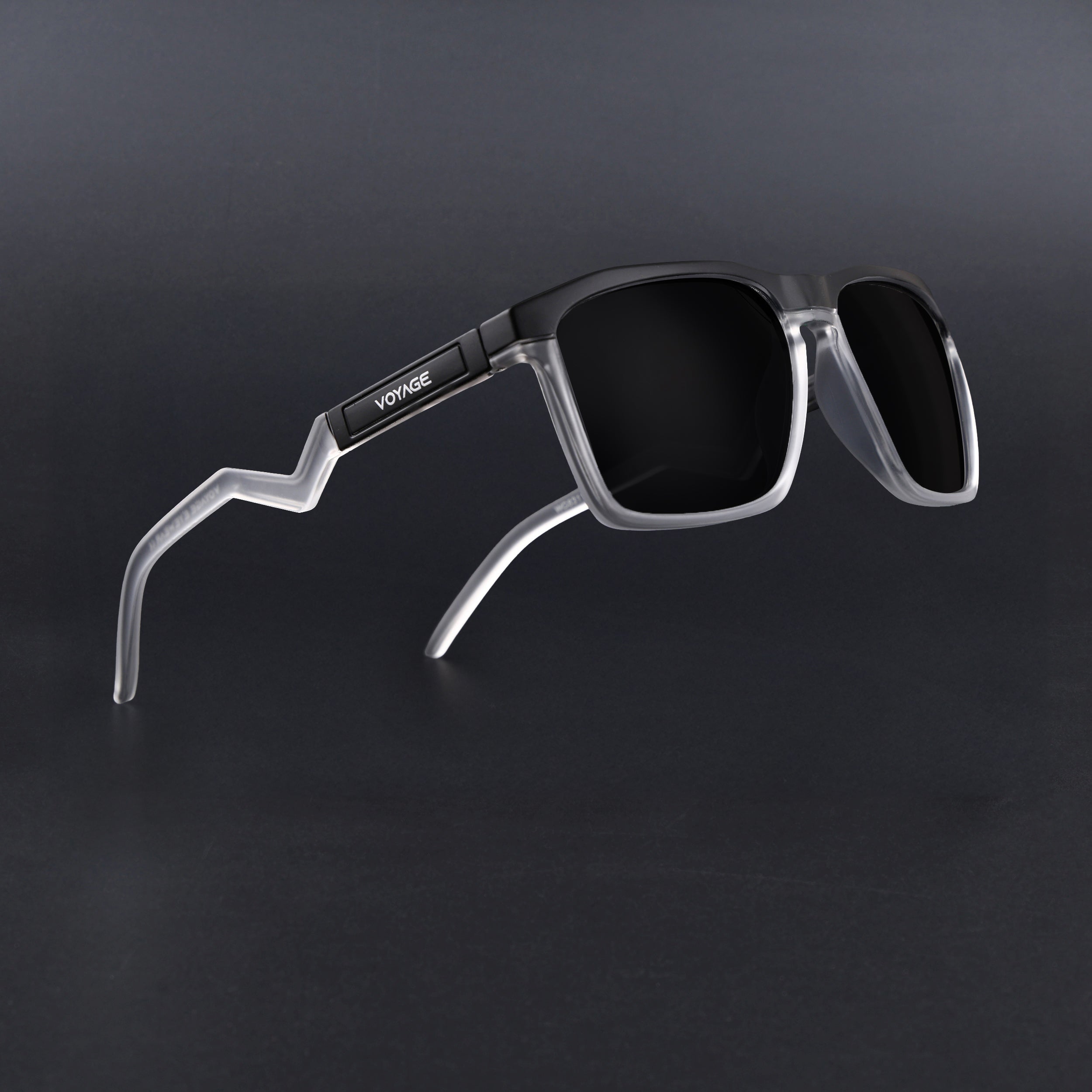 Radar 2.0 | Wayfarer Polarized Sunglasses | Black Lens | Black & Transparent Frame - PMG6755