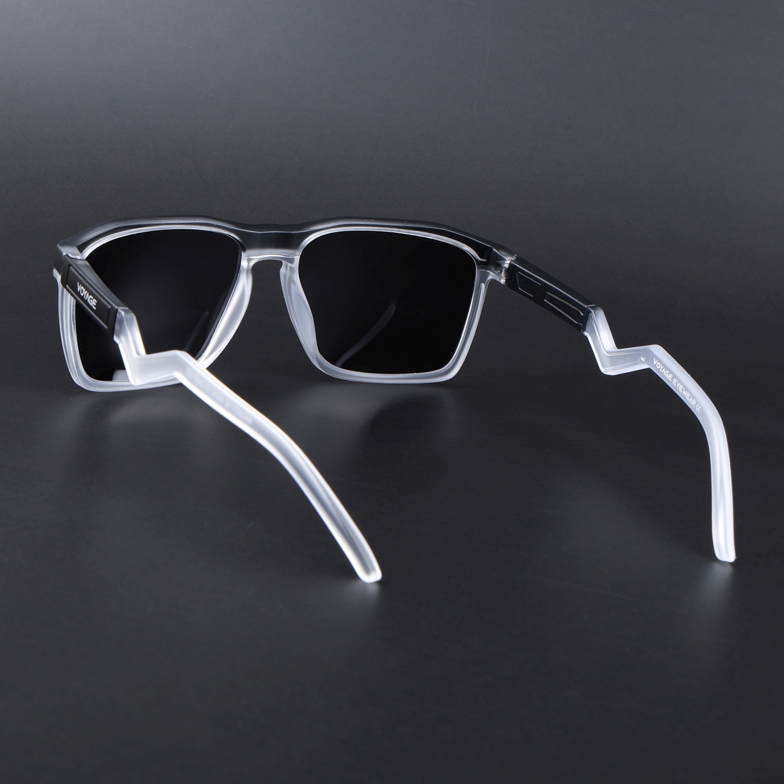 Radar 2.0 | Wayfarer Polarized Sunglasses | Black Lens | Black & Transparent Frame - PMG6755
