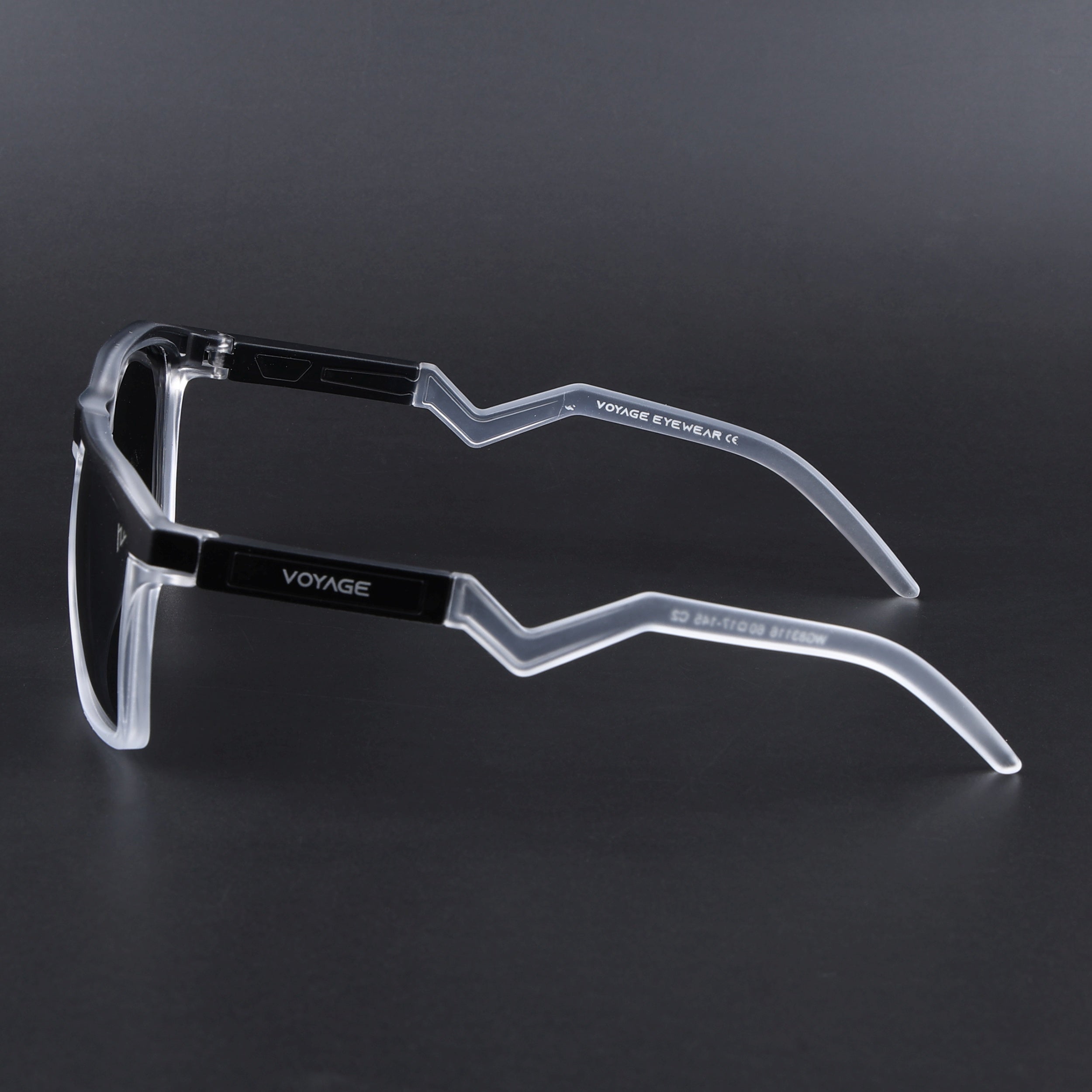 Radar 2.0 | Wayfarer Polarized Sunglasses | Black Lens | Black & Transparent Frame - PMG6755