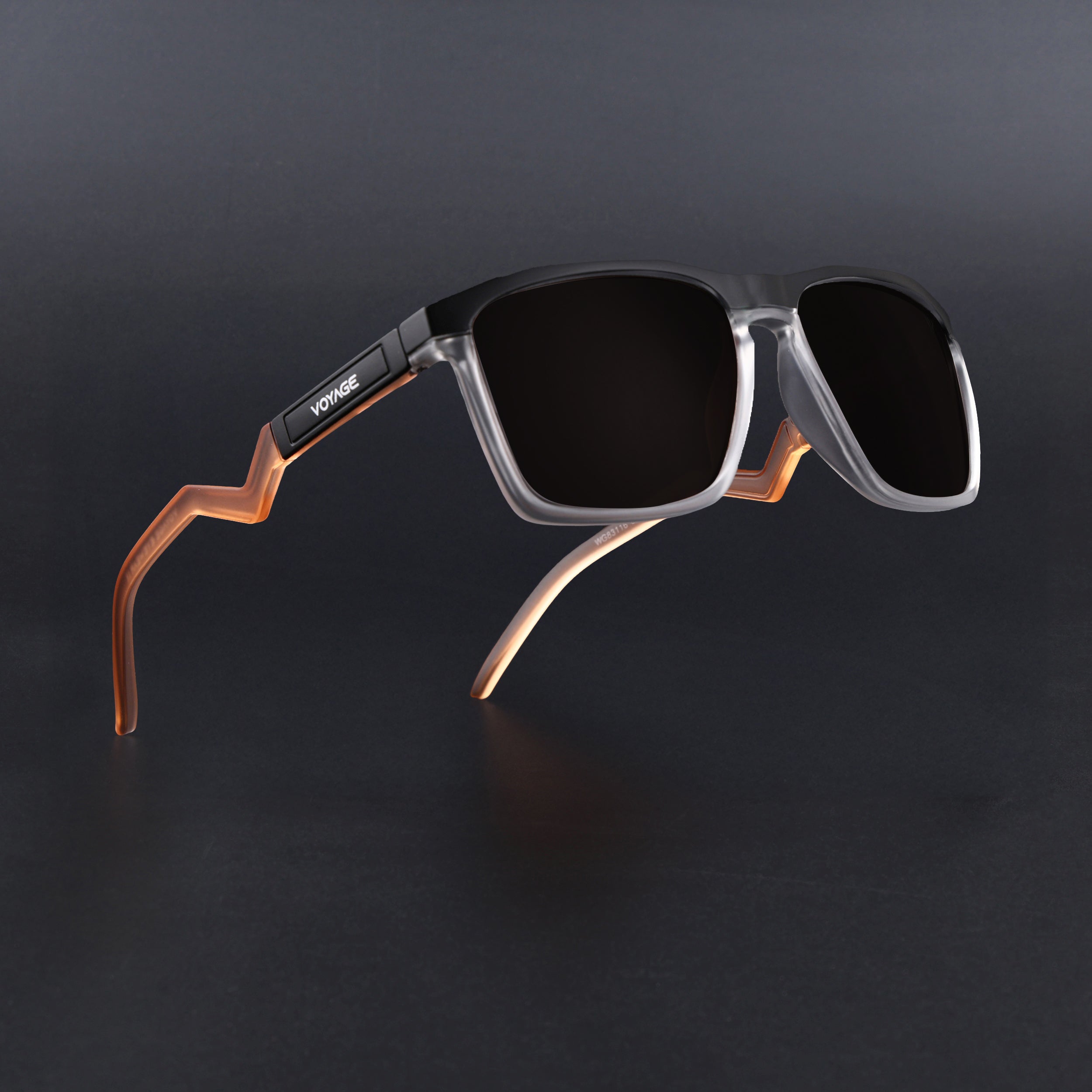 Radar 2.0 | Wayfarer Polarized Sunglasses | Brown Lens | Black & Transparent Frame - PMG6756