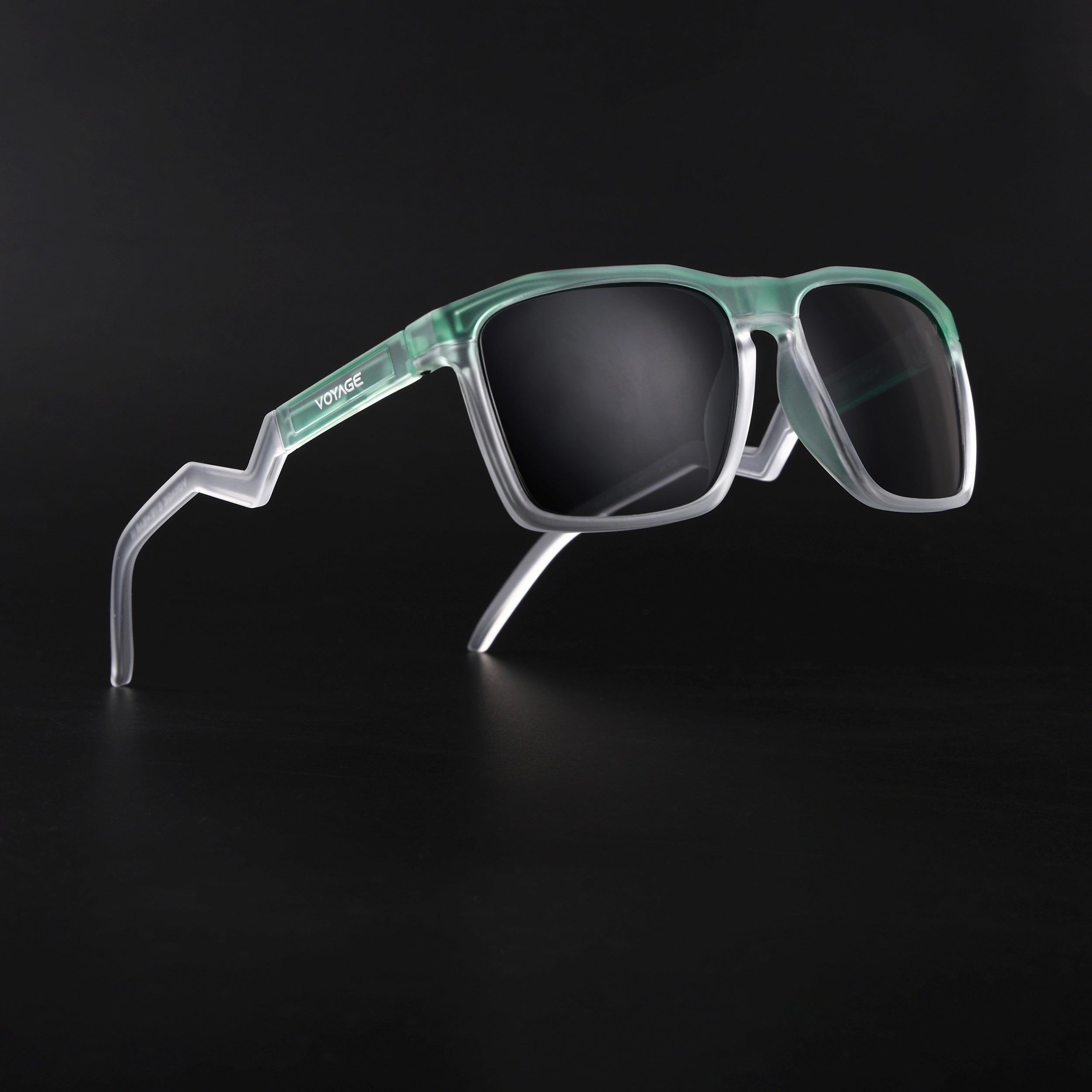 Radar 2.0 | Wayfarer Polarized Sunglasses | Black Lens | Green & Transparent Frame - PMG6757