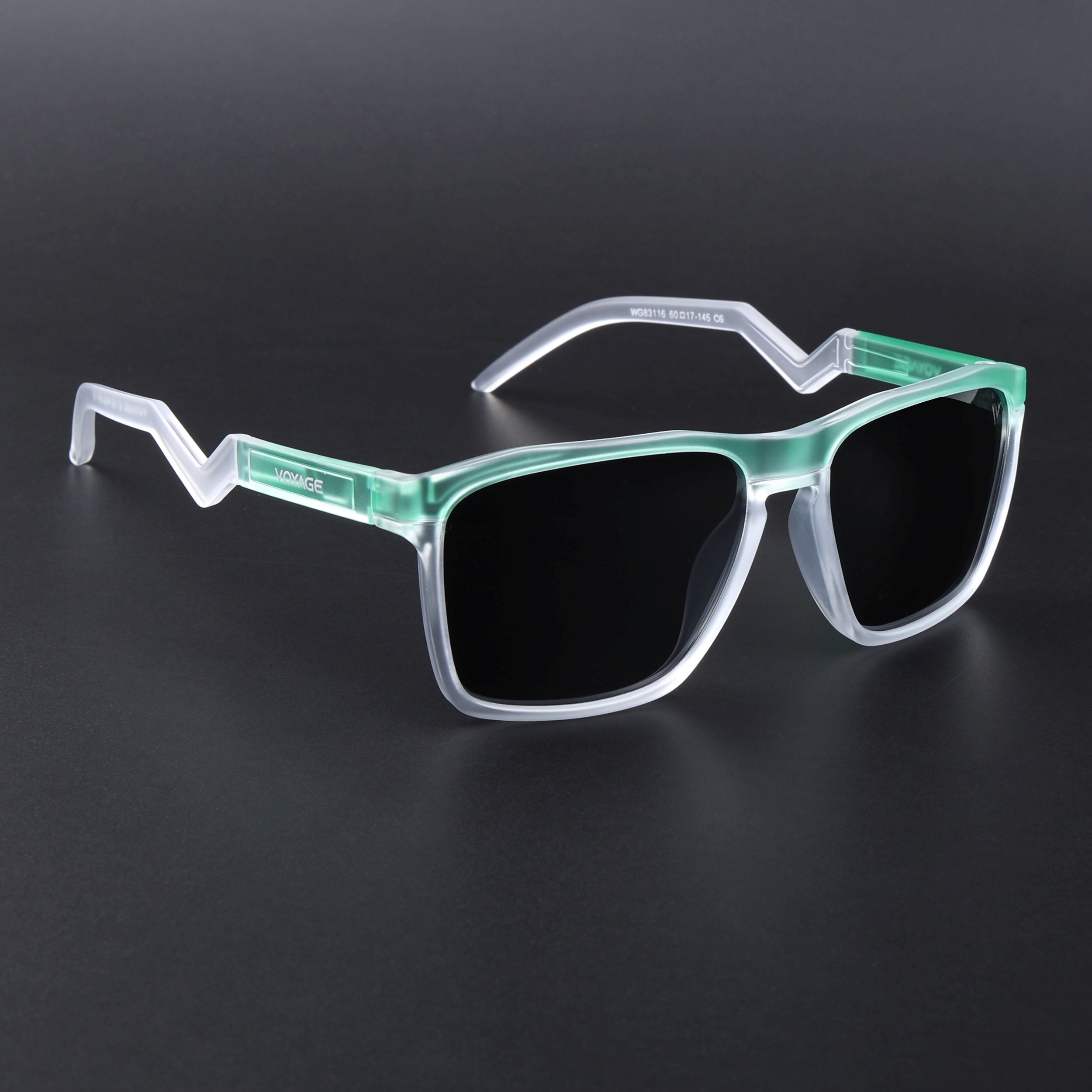 Radar 2.0 | Wayfarer Polarized Sunglasses | Black Lens | Green & Transparent Frame - PMG6757