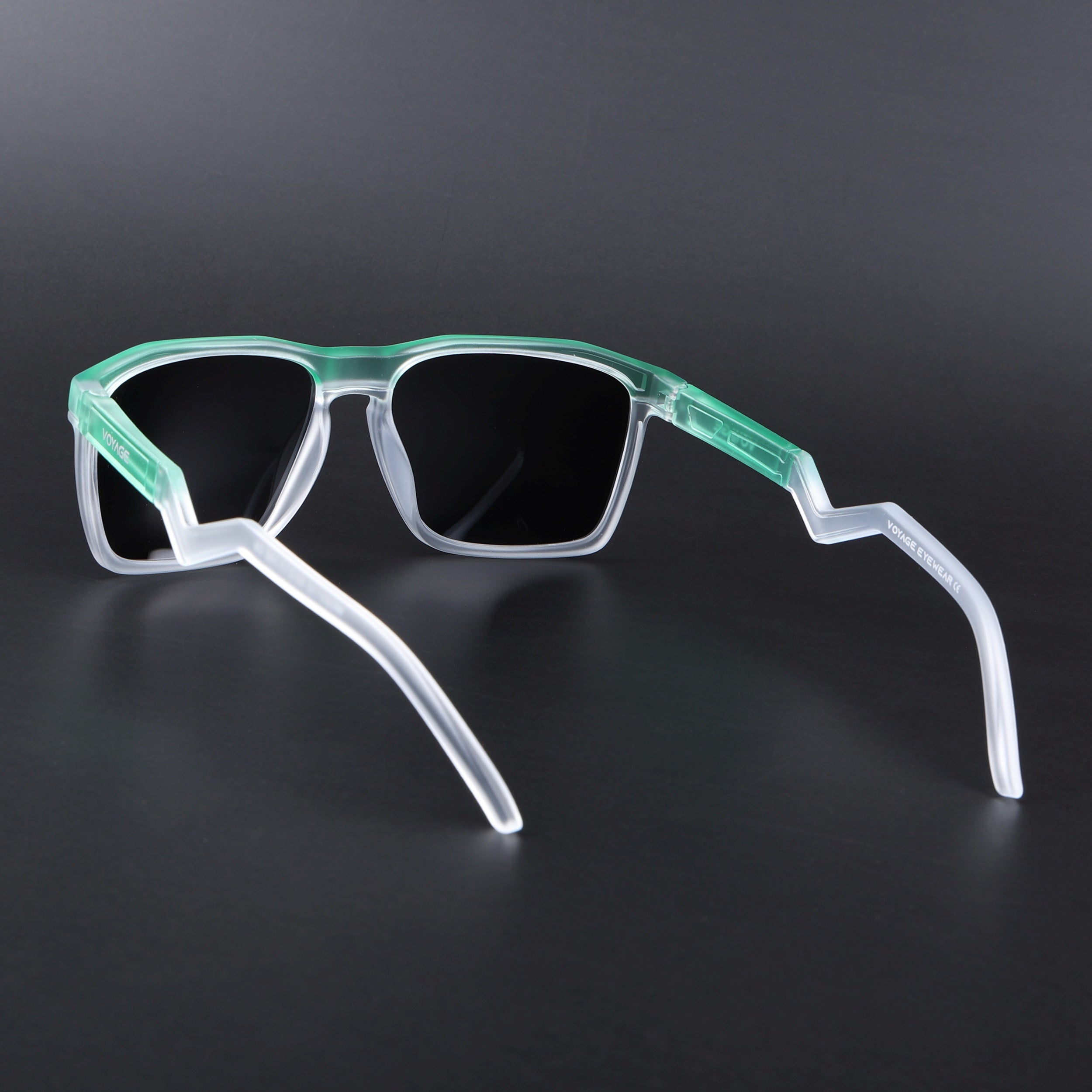Radar 2.0 | Wayfarer Polarized Sunglasses | Black Lens | Green & Transparent Frame - PMG6757
