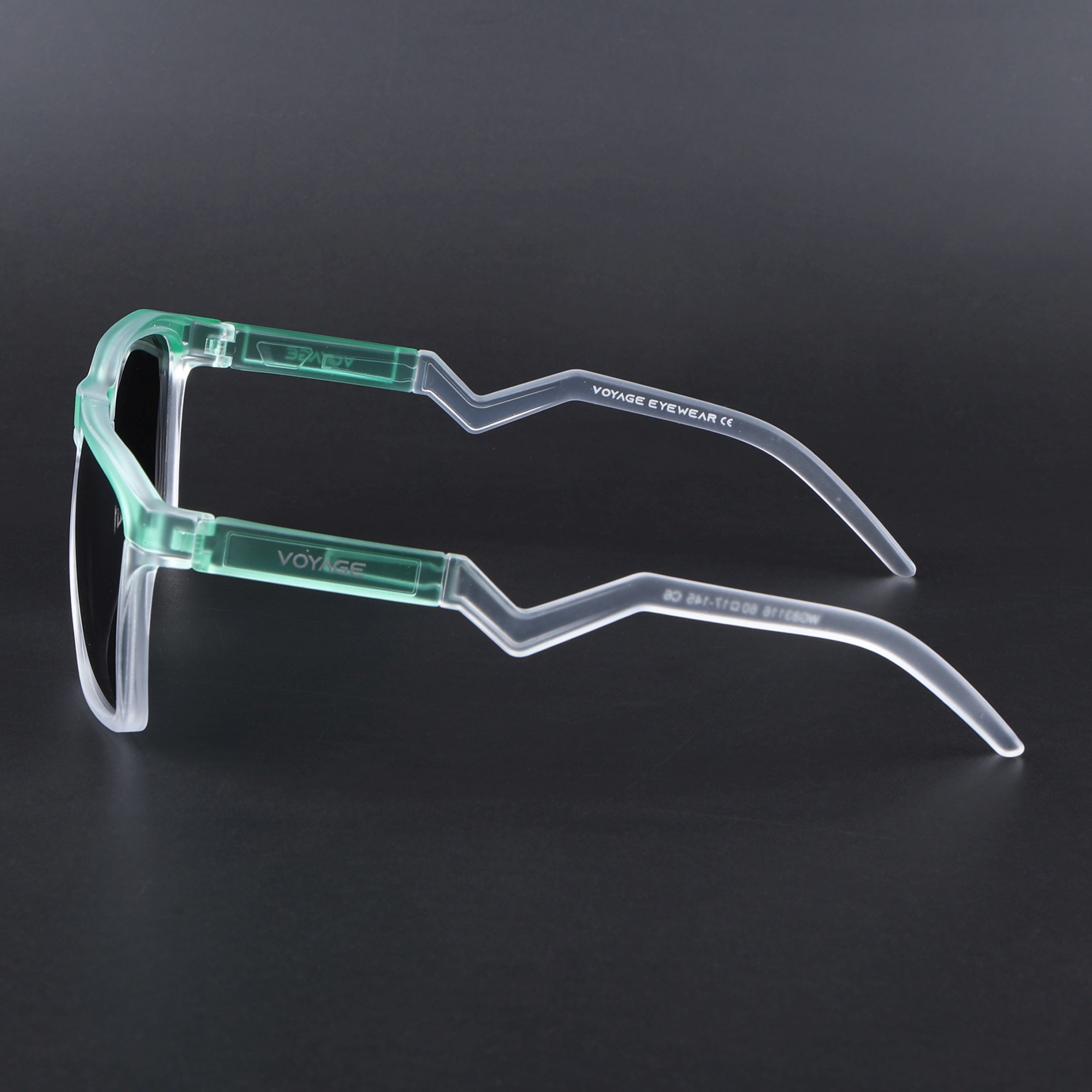 Radar 2.0 | Wayfarer Polarized Sunglasses | Black Lens | Green & Transparent Frame - PMG6757