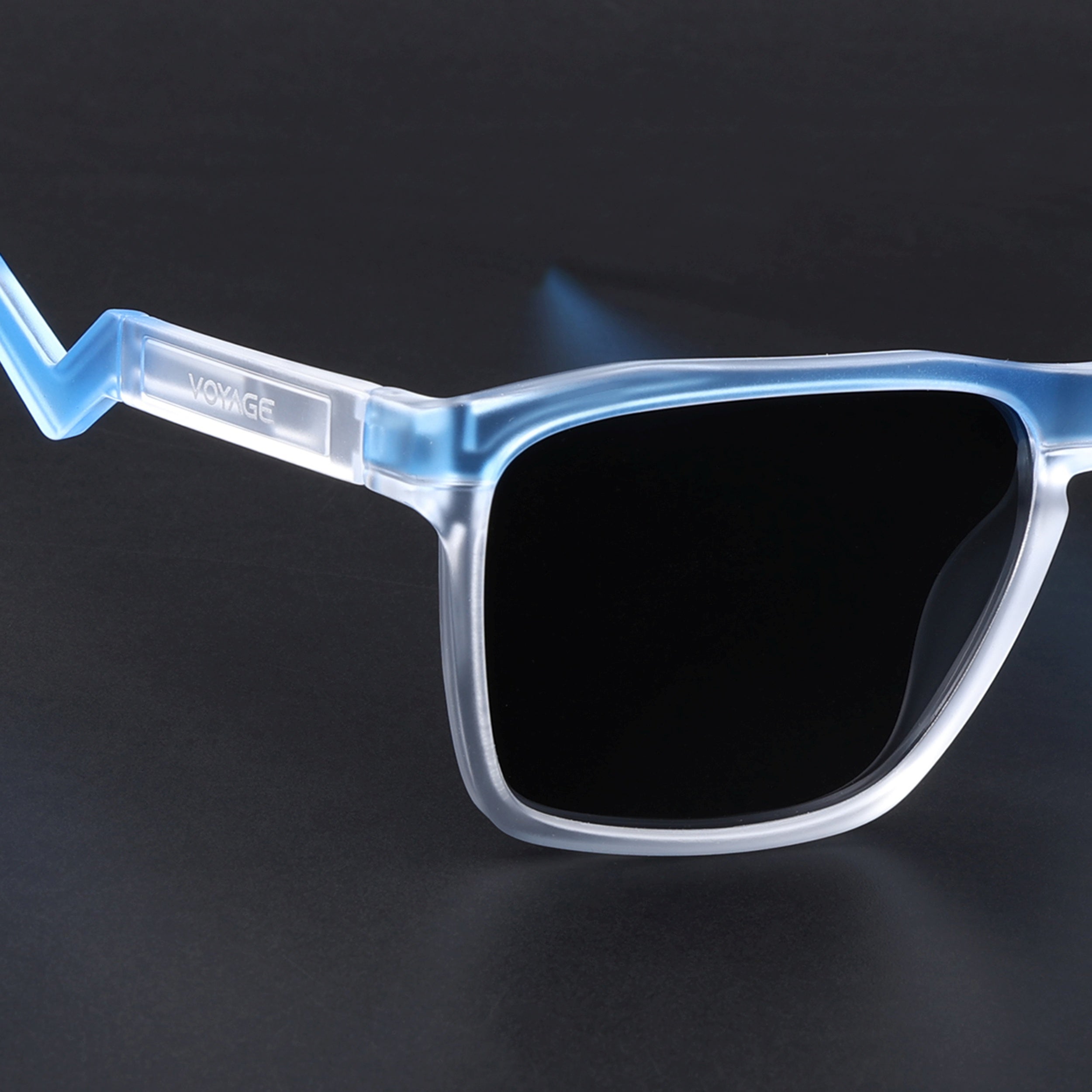 Radar 2.0 | Wayfarer Polarized Sunglasses | Black Lens | Blue & Transparent Frame - PMG6758