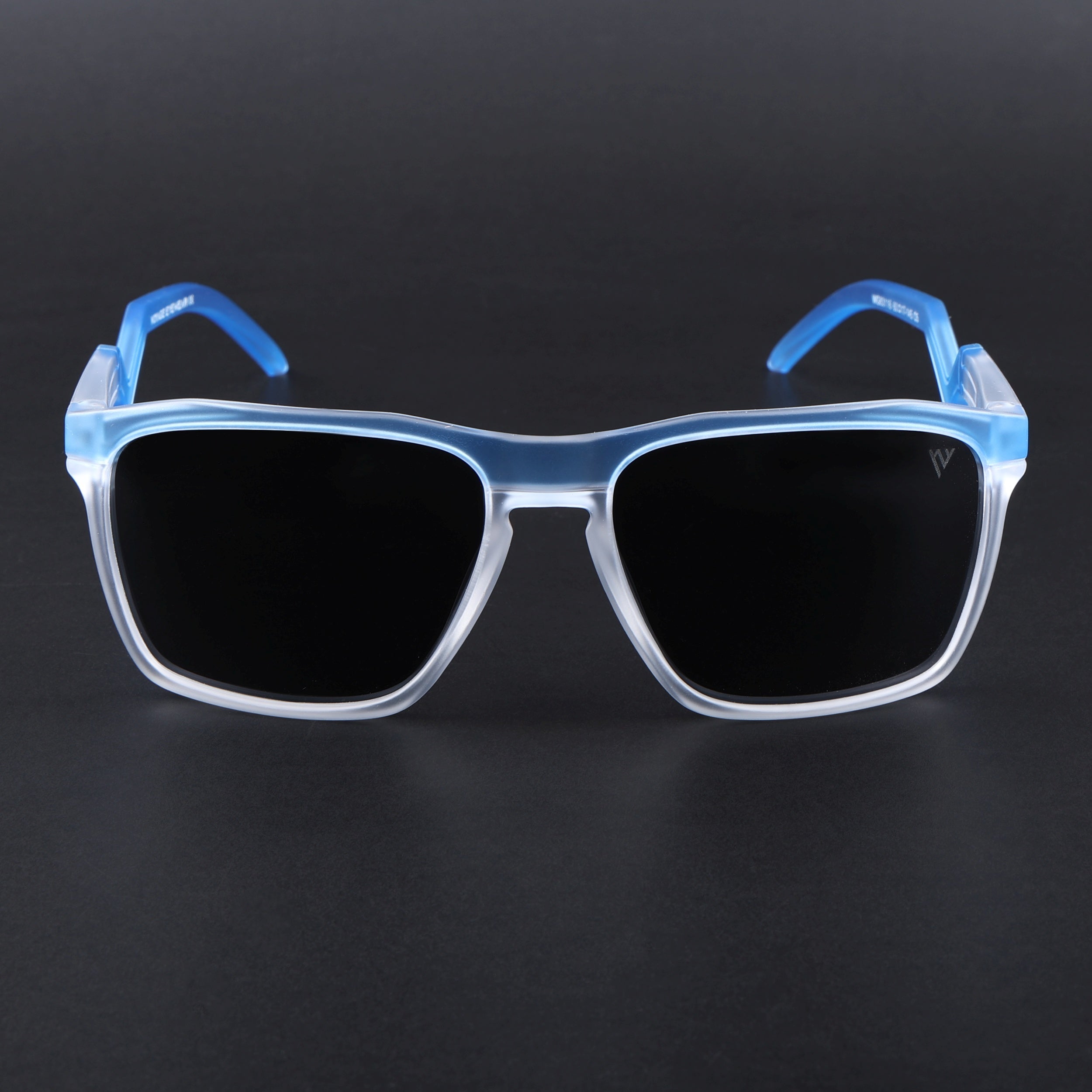 Radar 2.0 | Wayfarer Polarized Sunglasses | Black Lens | Blue & Transparent Frame - PMG6758