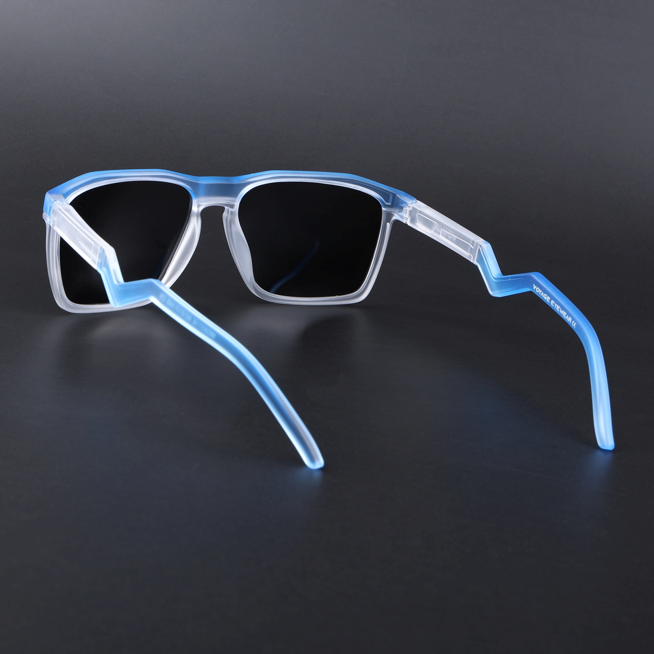 Radar 2.0 | Wayfarer Polarized Sunglasses | Black Lens | Blue & Transparent Frame - PMG6758