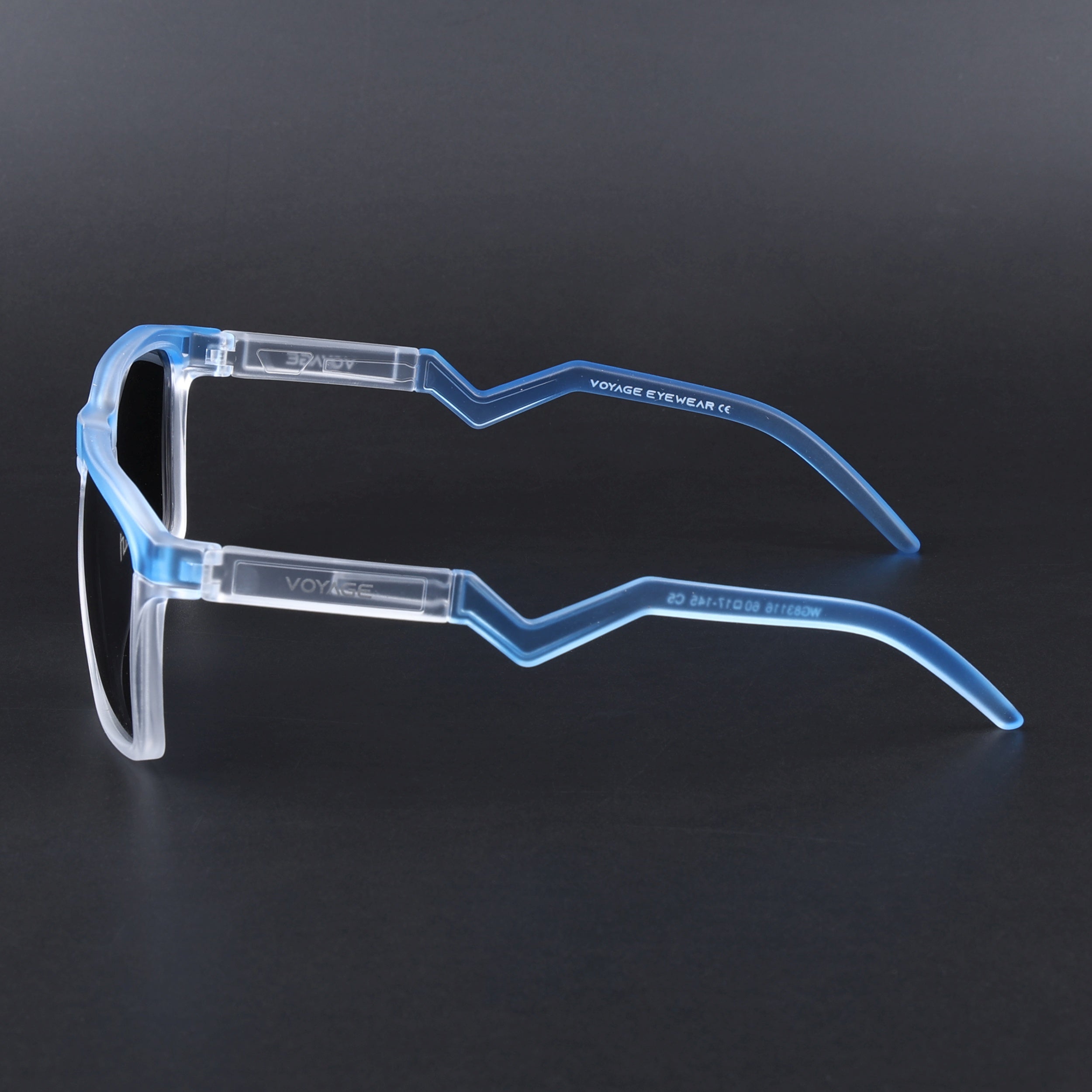 Radar 2.0 | Wayfarer Polarized Sunglasses | Black Lens | Blue & Transparent Frame - PMG6758