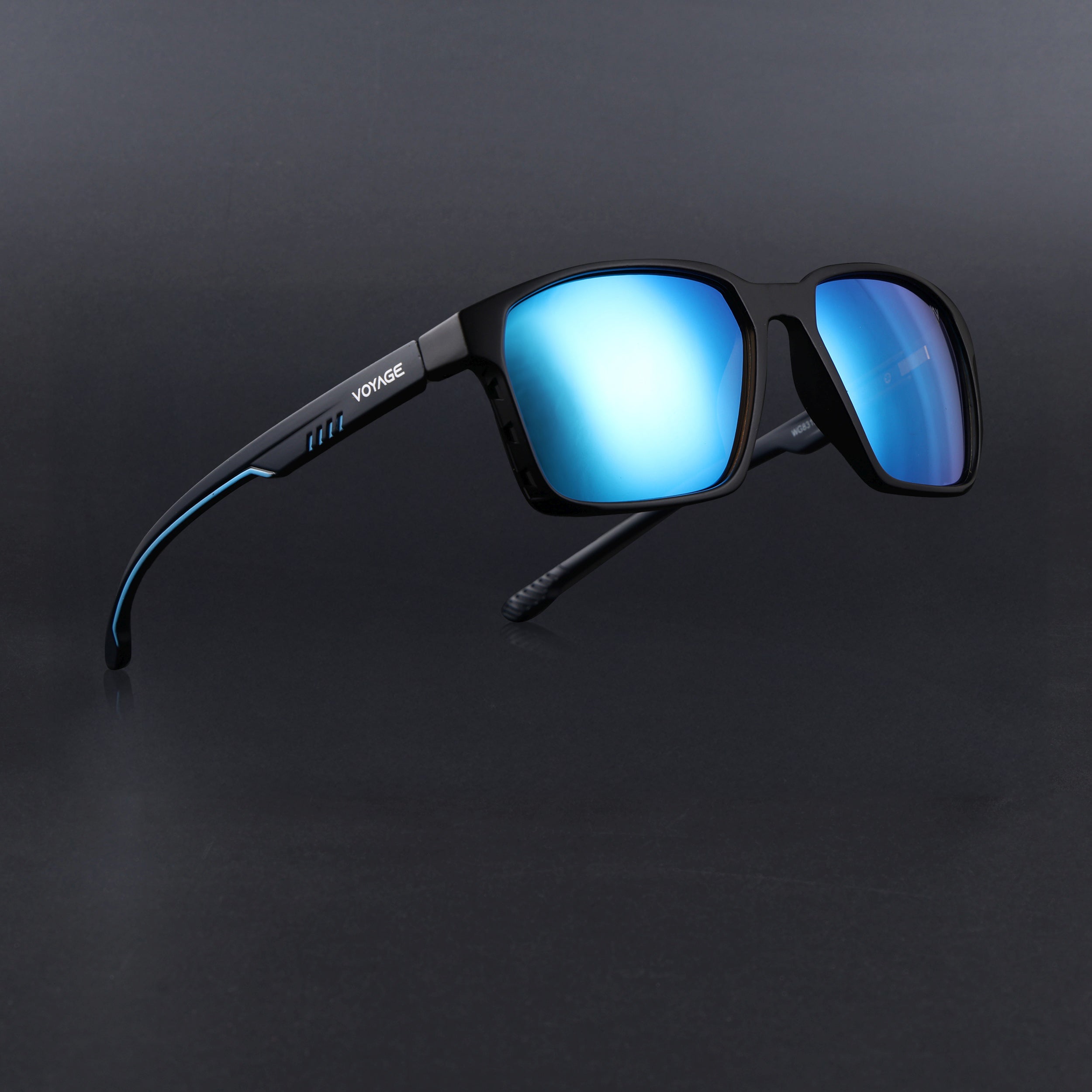 Wayfarer Polarized Sunglasses | Blue Lens | Black Frame - PMG6760
