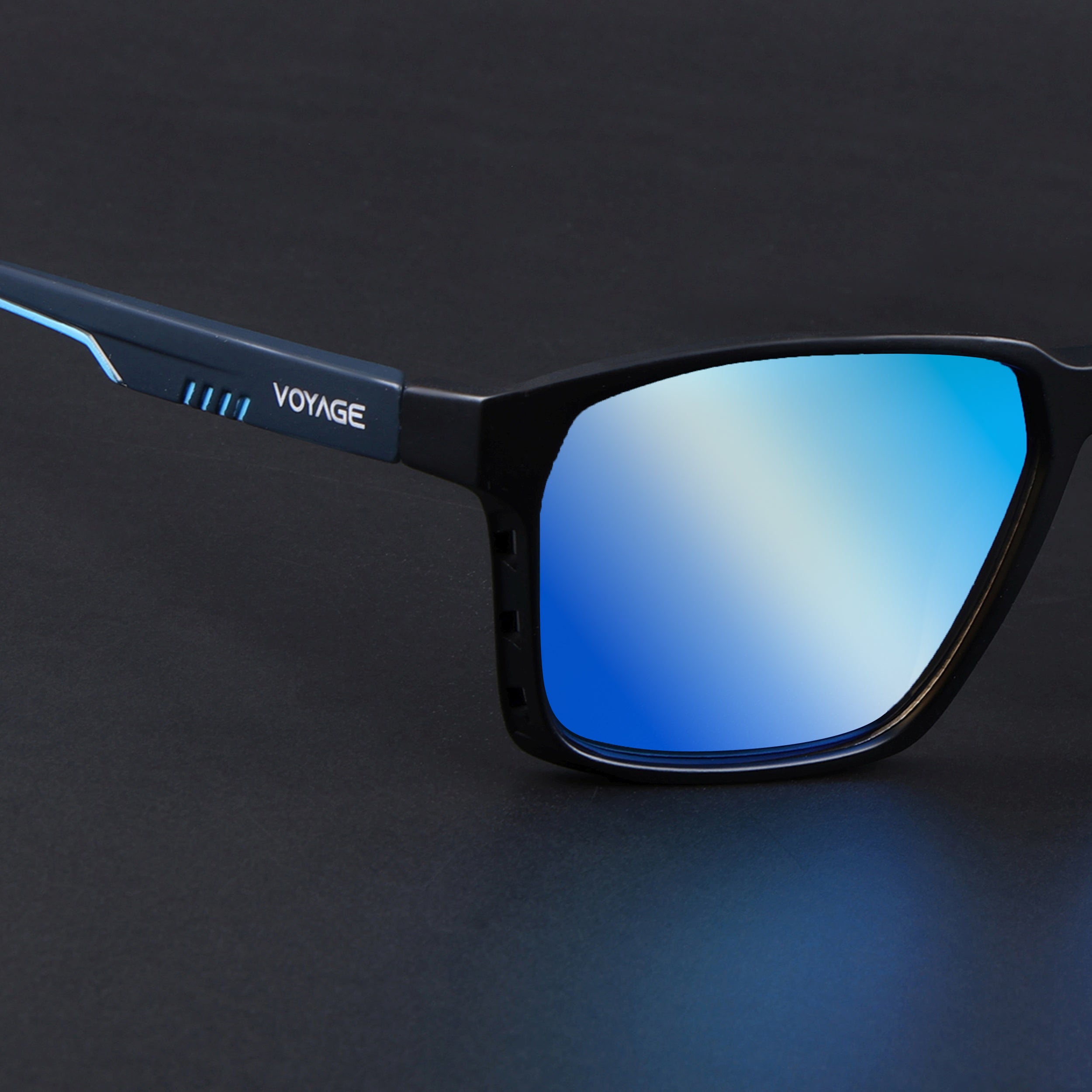 Wayfarer Polarized Sunglasses | Blue Lens | Black Frame - PMG6760