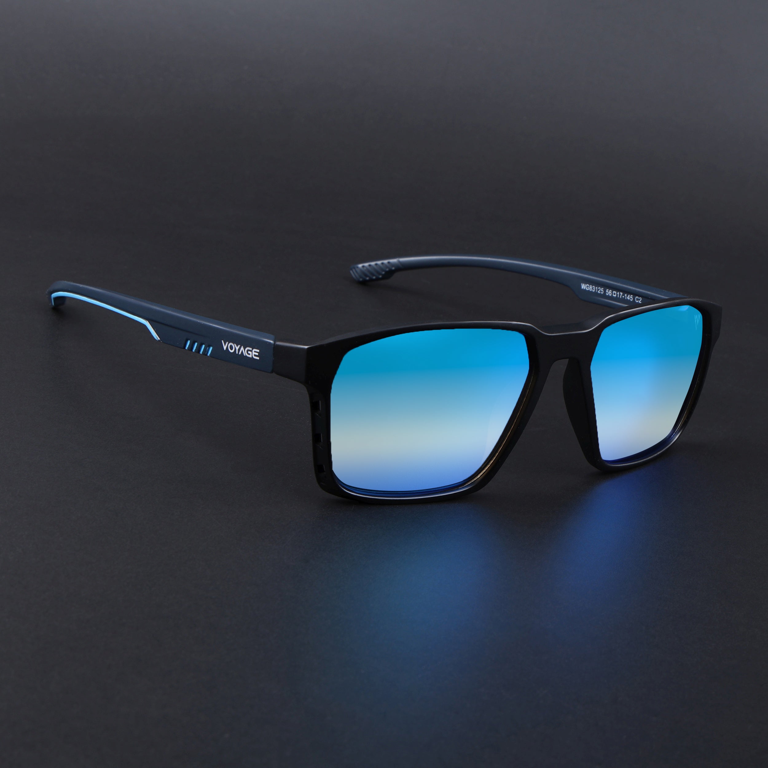 Wayfarer Polarized Sunglasses | Blue Lens | Black Frame - PMG6760
