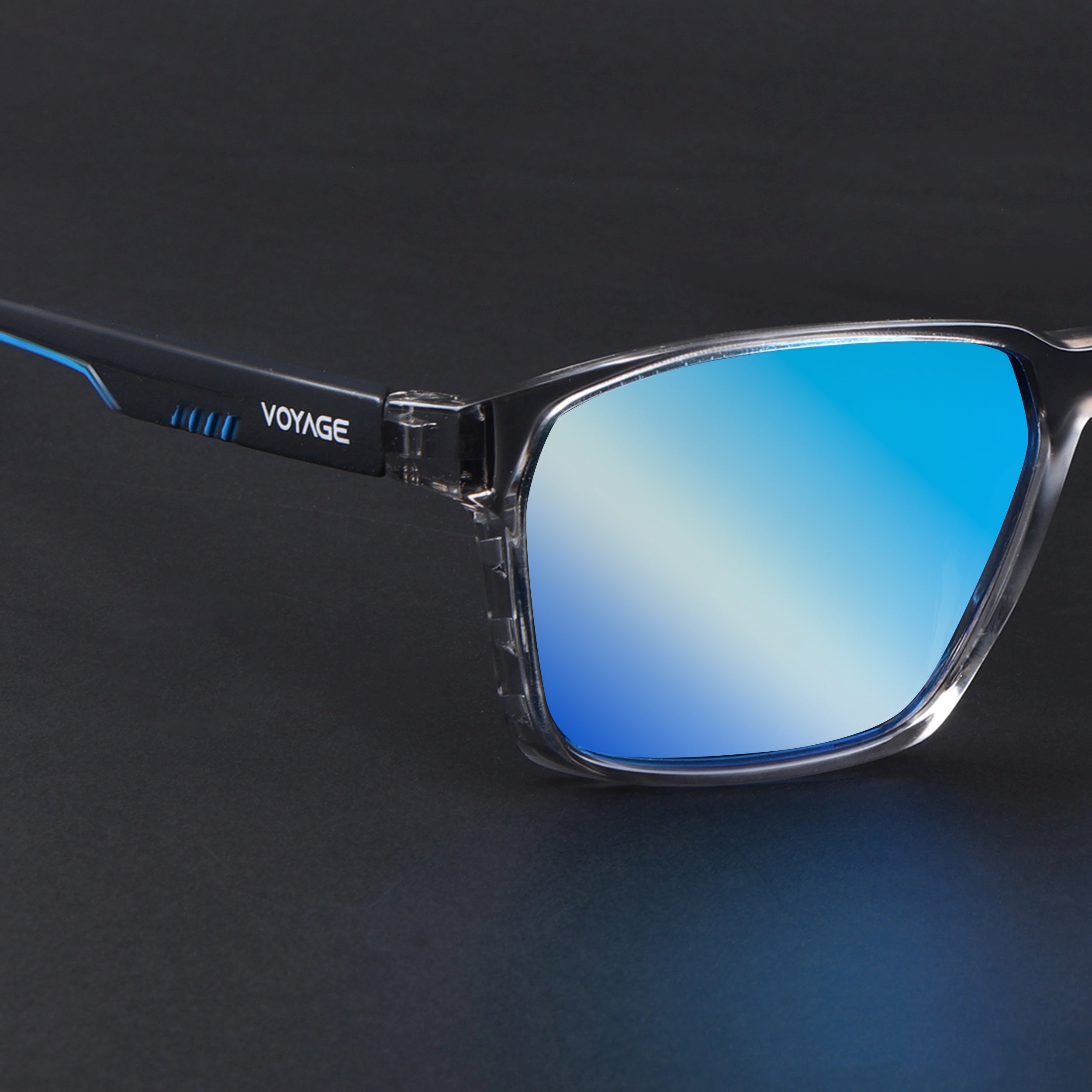 Wayfarer Polarized Sunglasses | Blue Lens | Grey Frame - PMG6763