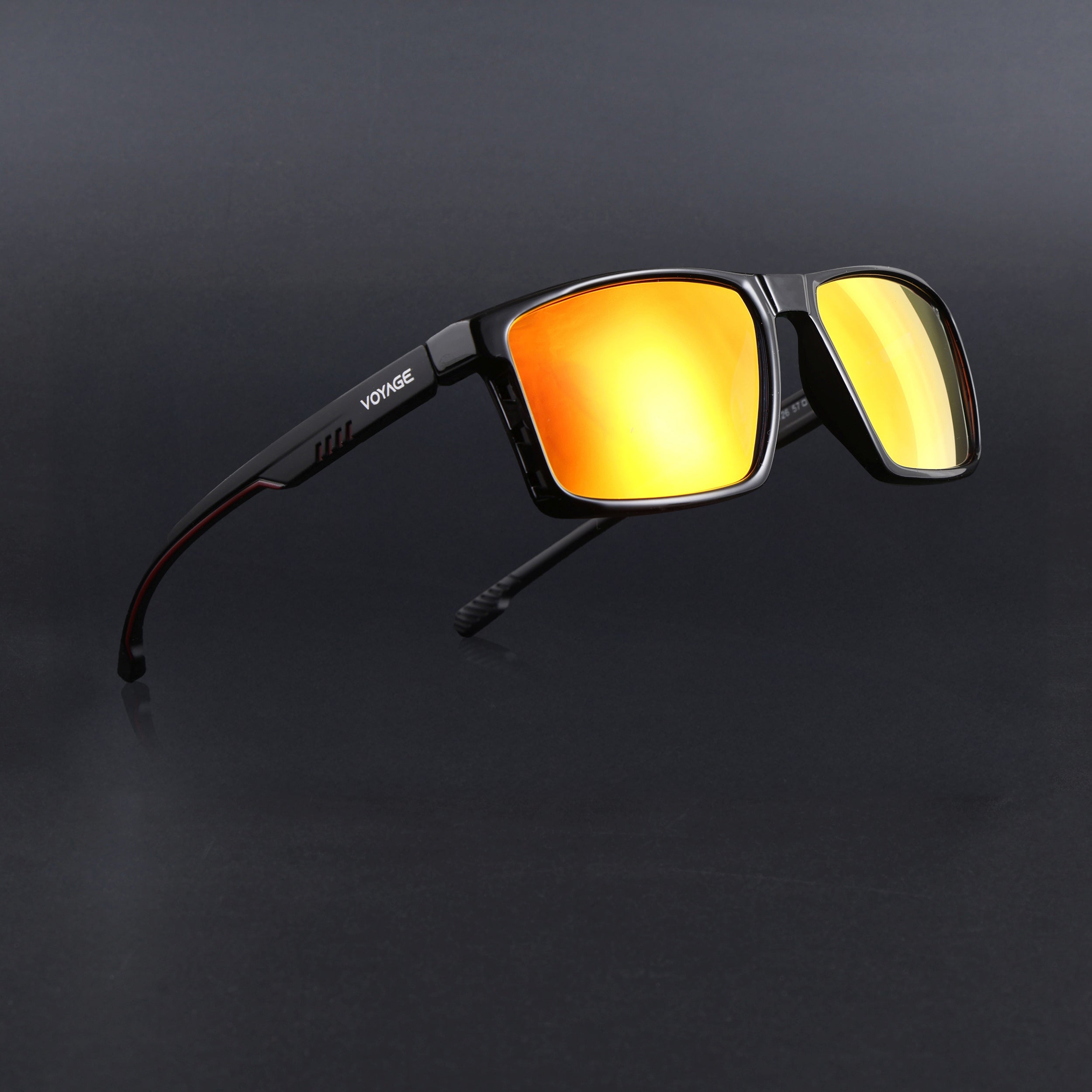 Wayfarer Polarized Sunglasses | Orange Lens | Shine Black Frame - PMG6766