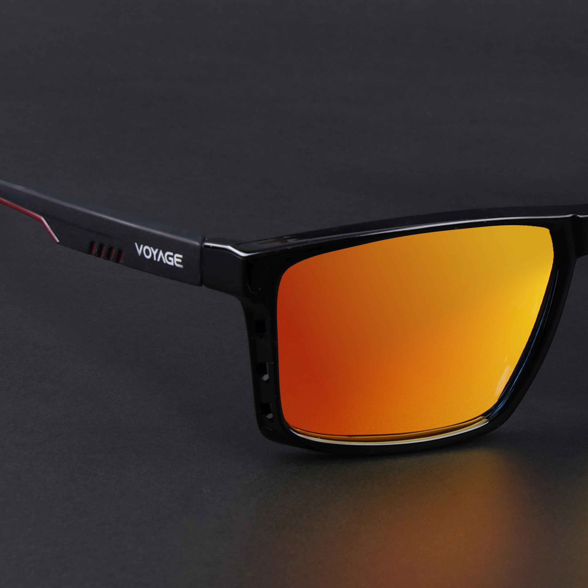 Wayfarer Polarized Sunglasses | Orange Lens | Shine Black Frame - PMG6766