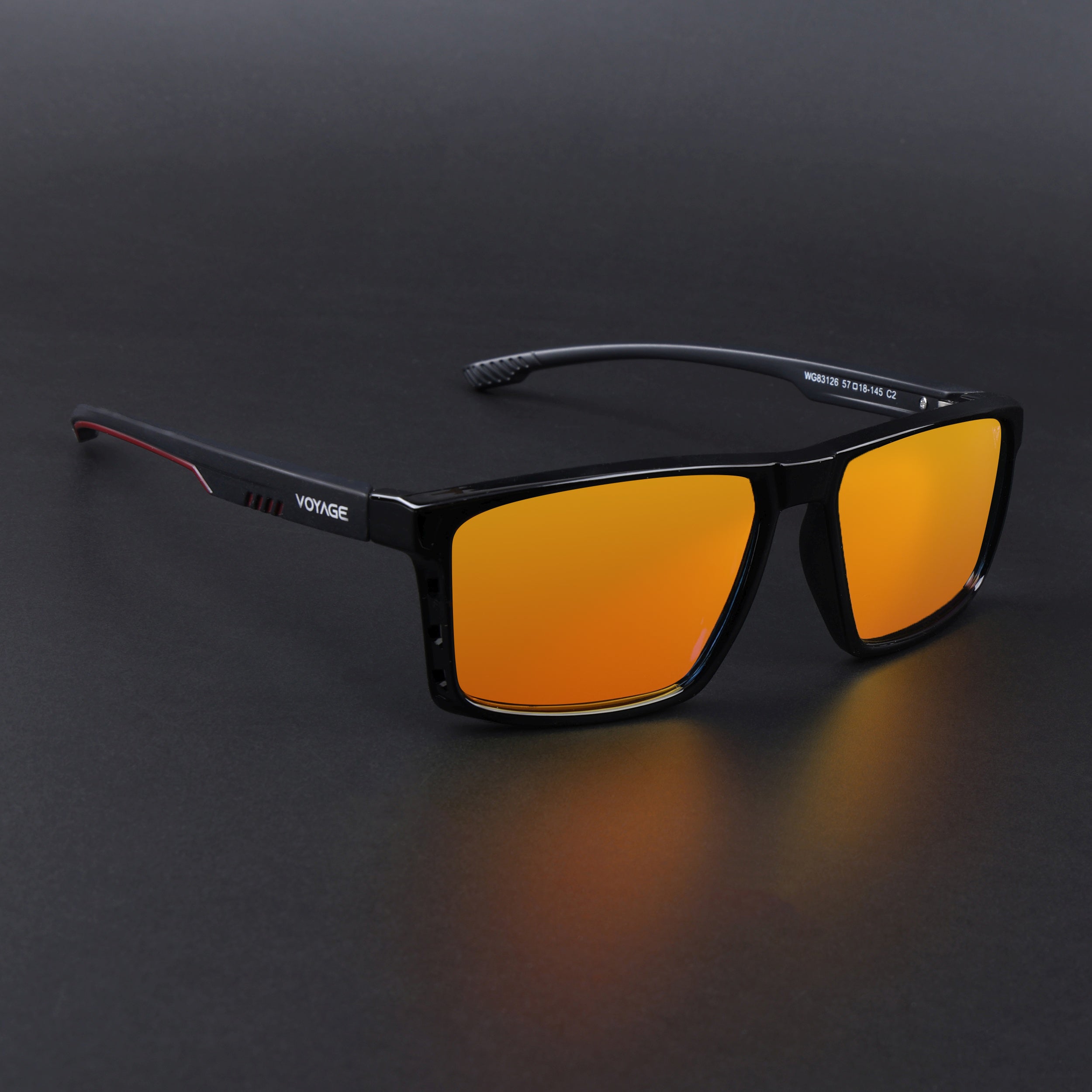 Wayfarer Polarized Sunglasses | Orange Lens | Shine Black Frame - PMG6766