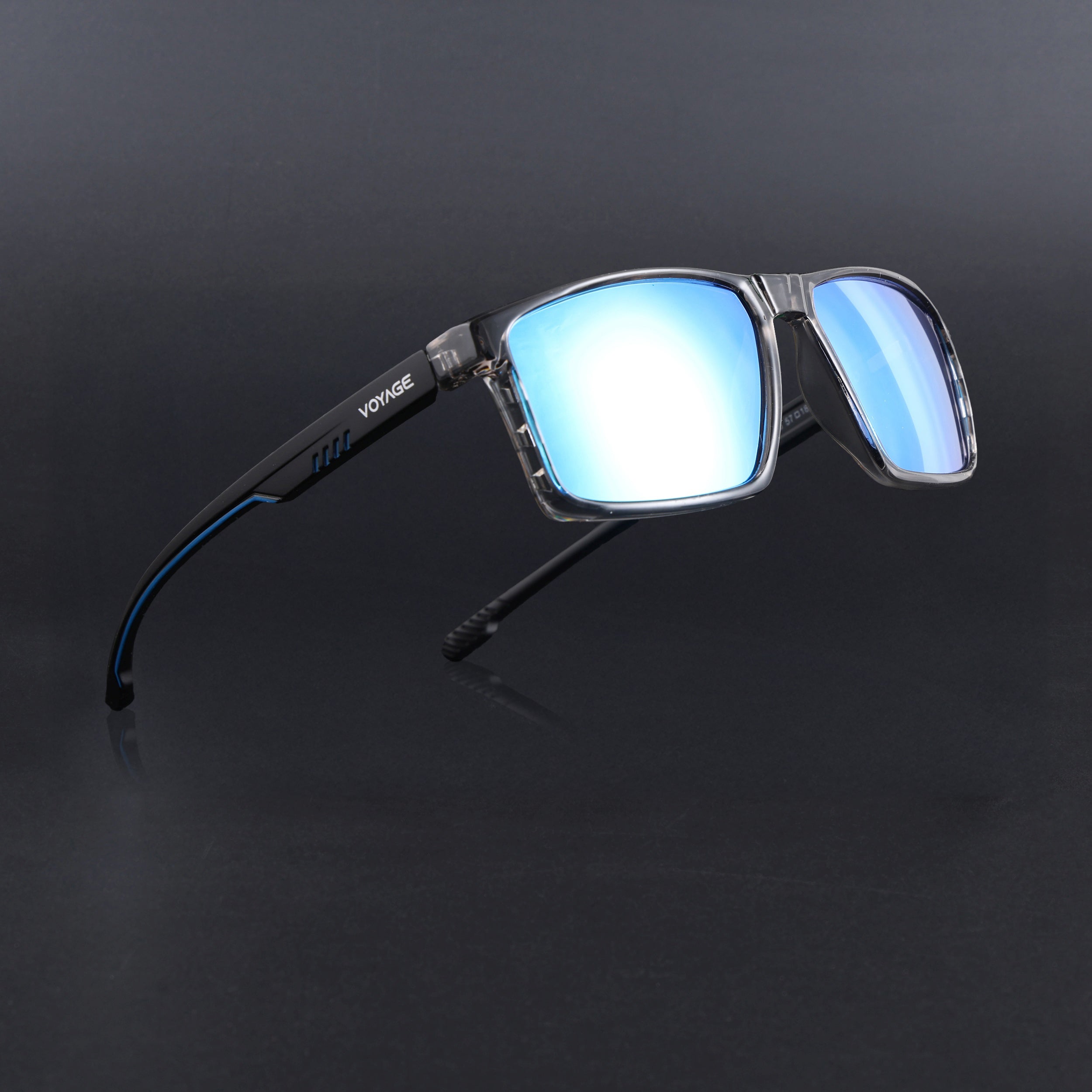 Wayfarer Polarized Sunglasses | Blue Lens | Grey Frame - PMG6768
