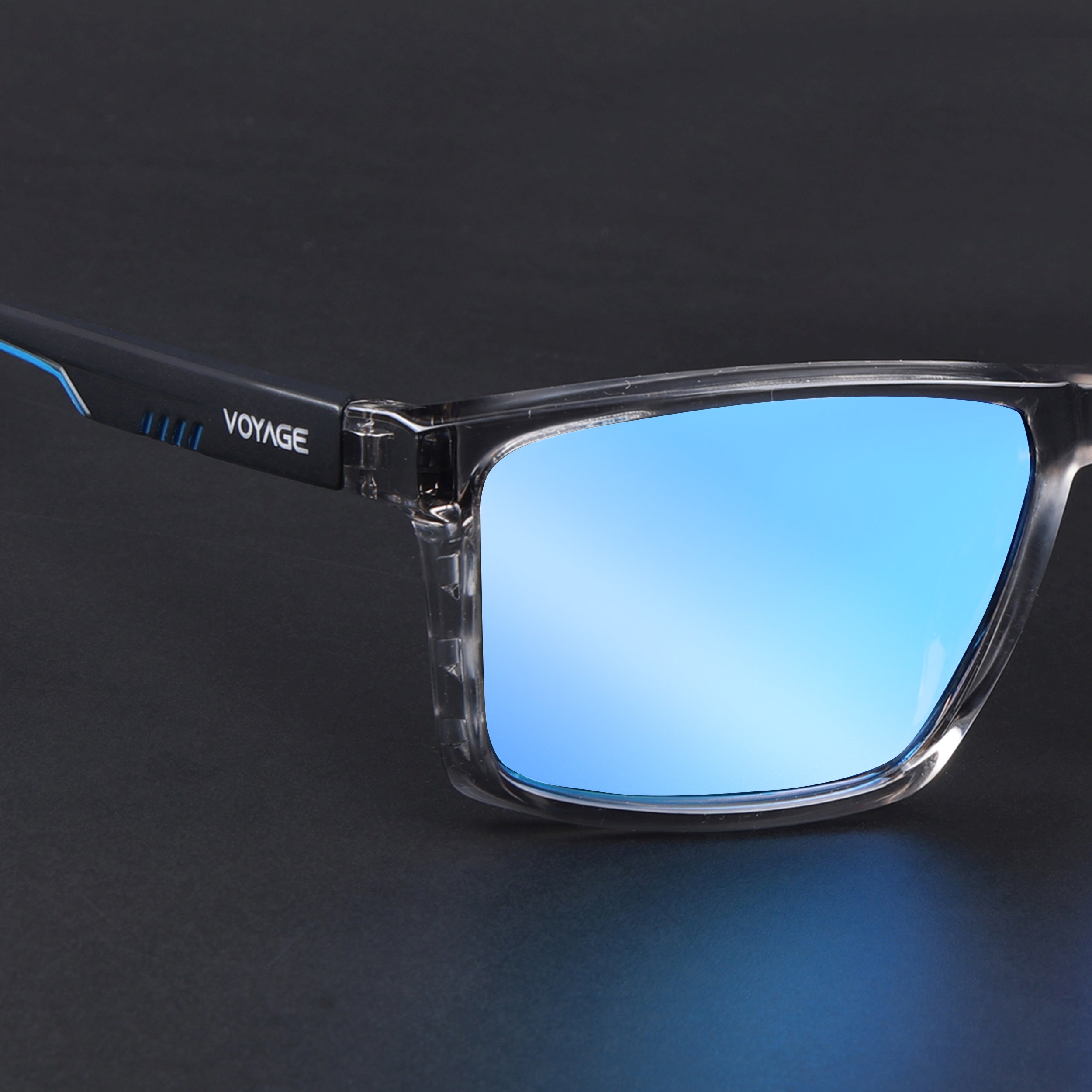 Wayfarer Polarized Sunglasses | Blue Lens | Grey Frame - PMG6768