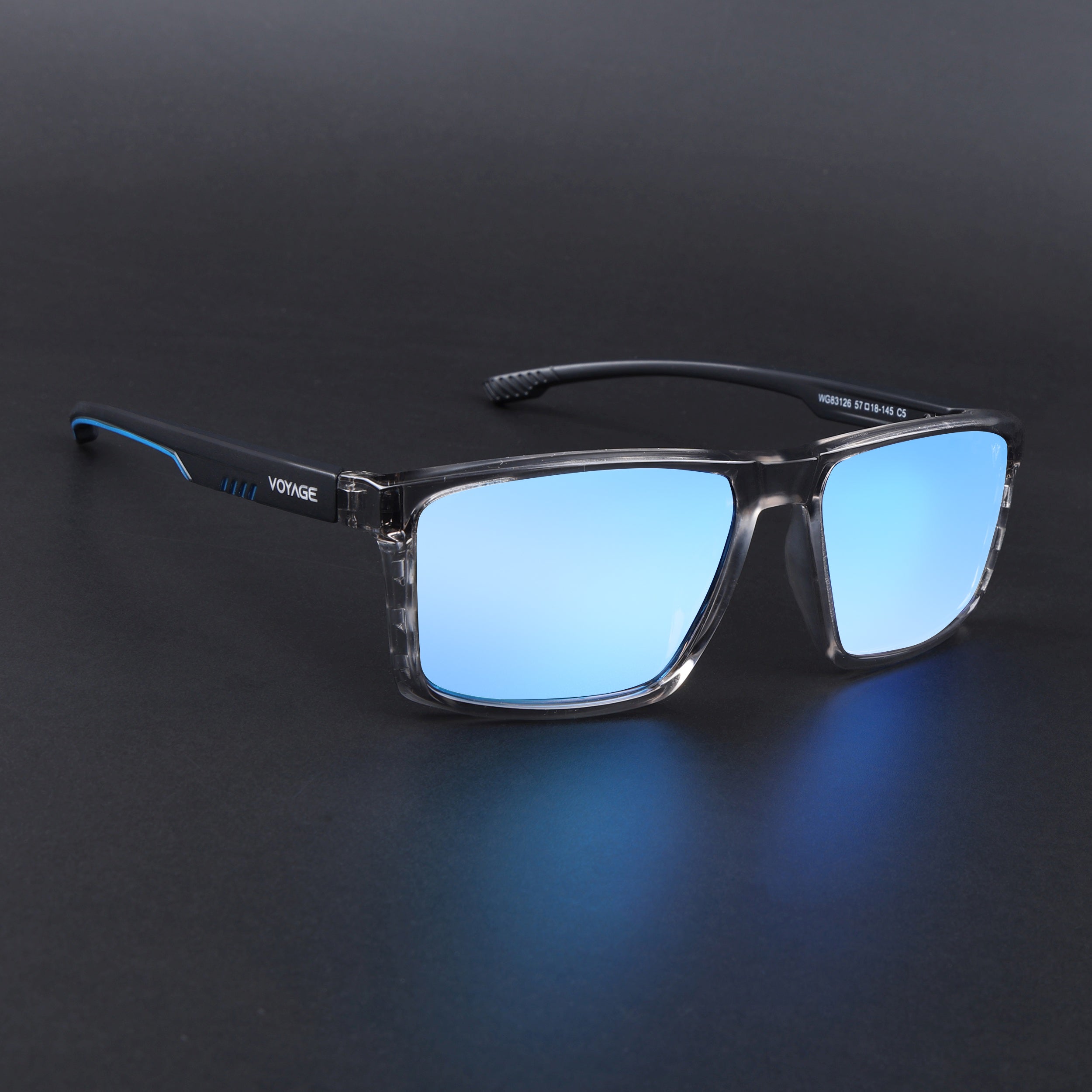 Wayfarer Polarized Sunglasses | Blue Lens | Grey Frame - PMG6768