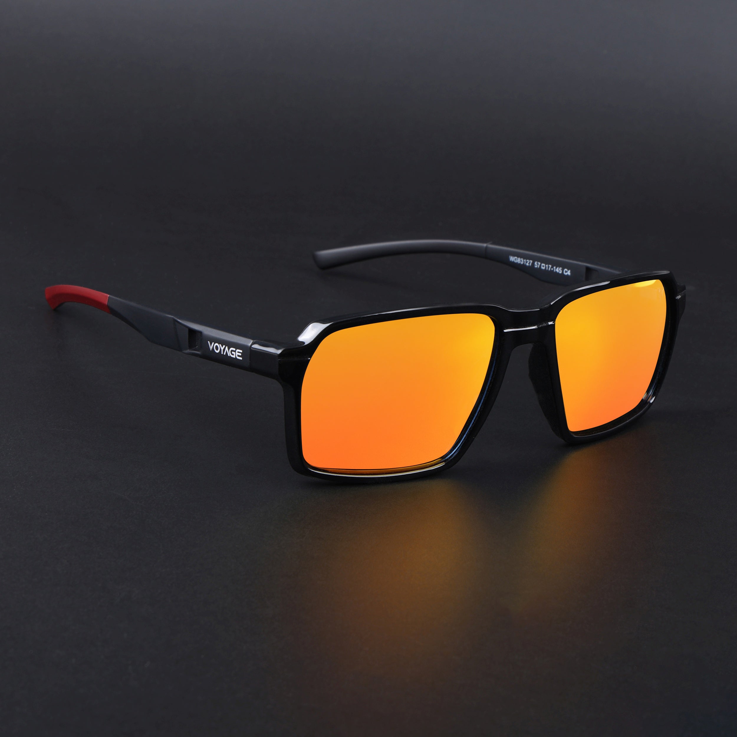 Wayfarer Polarized Sunglasses | Orange Lens | Shine Black Frame - PMG6772