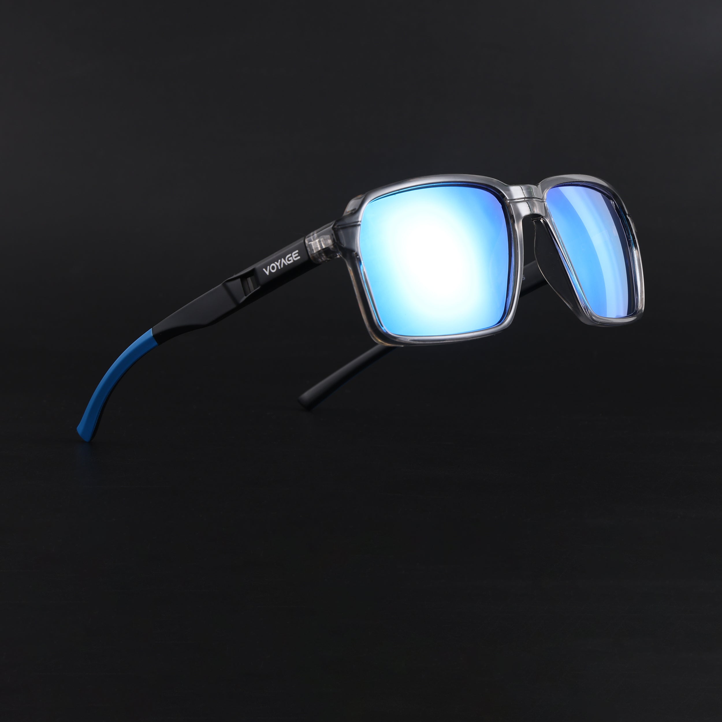 Wayfarer Polarized Sunglasses | Blue Lens | Grey Frame - PMG6774