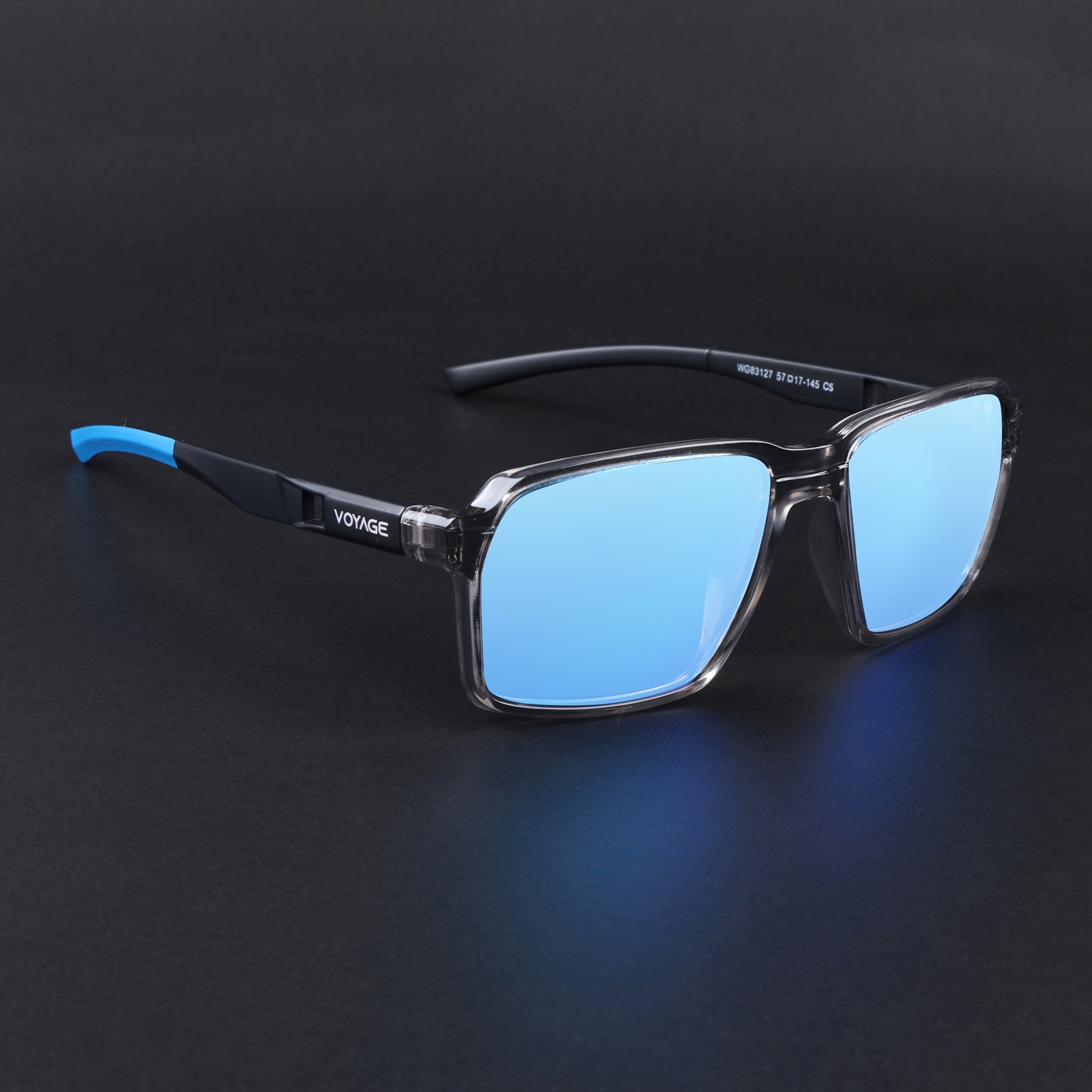 Wayfarer Polarized Sunglasses | Blue Lens | Grey Frame - PMG6774
