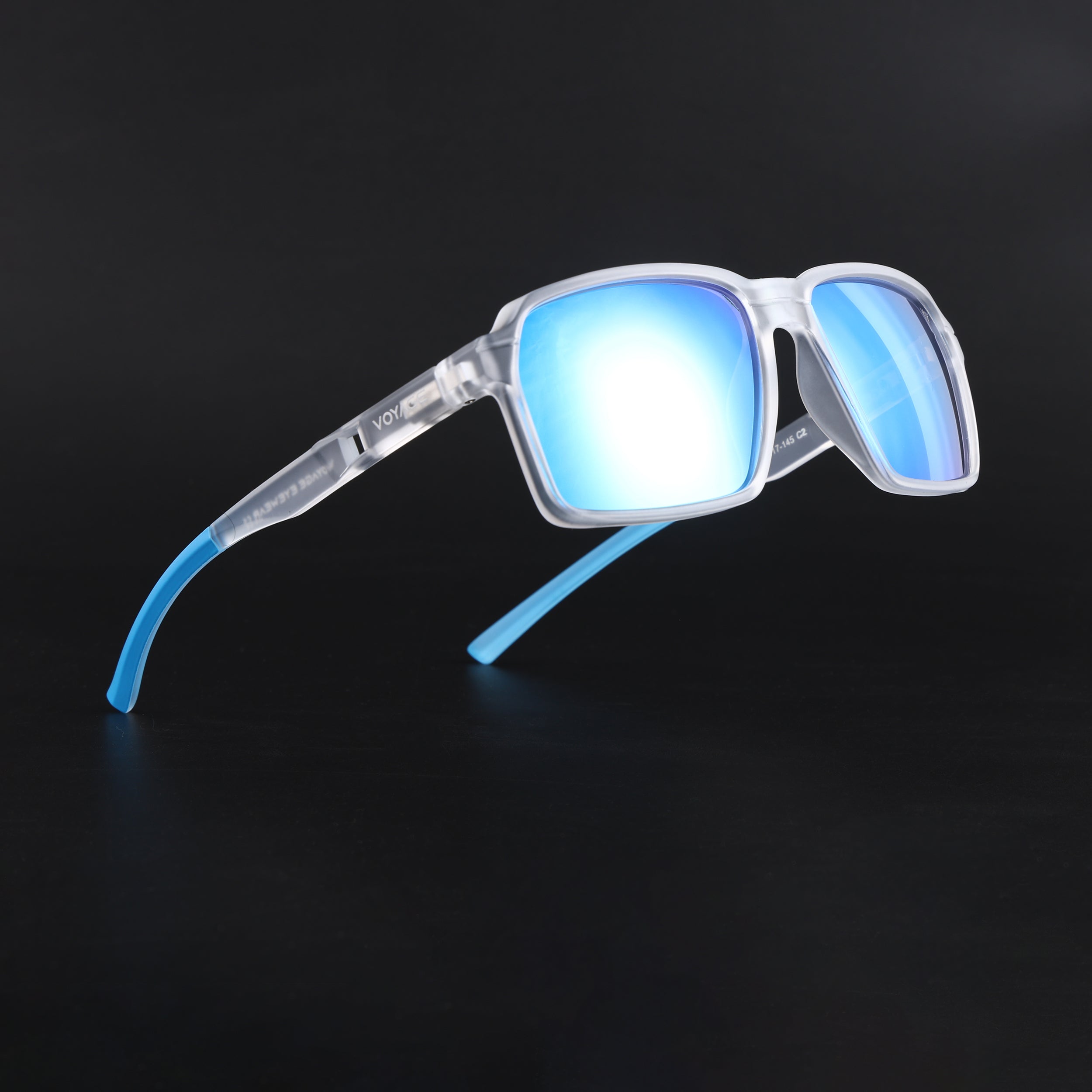Wayfarer Polarized Sunglasses | Blue Lens | Transparent Frame - PMG6776