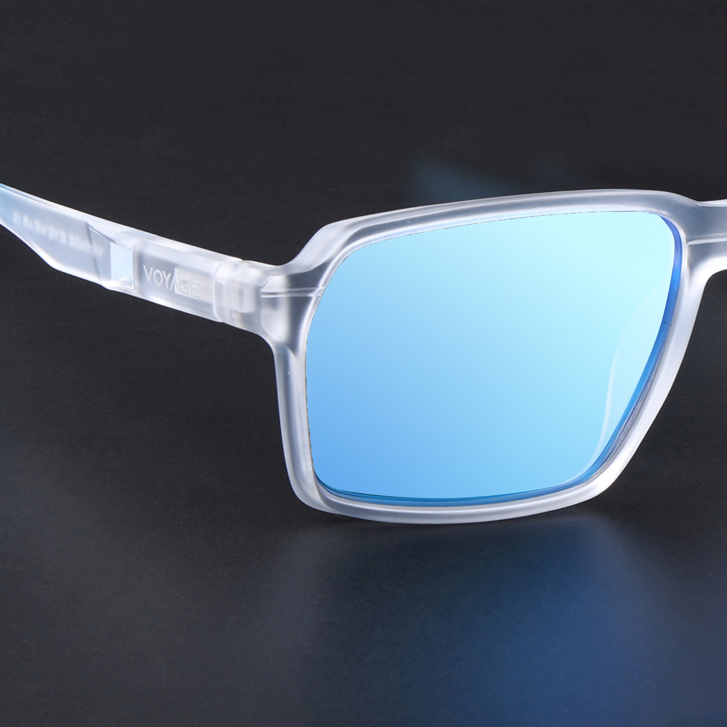 Wayfarer Polarized Sunglasses | Blue Lens | Transparent Frame - PMG6776