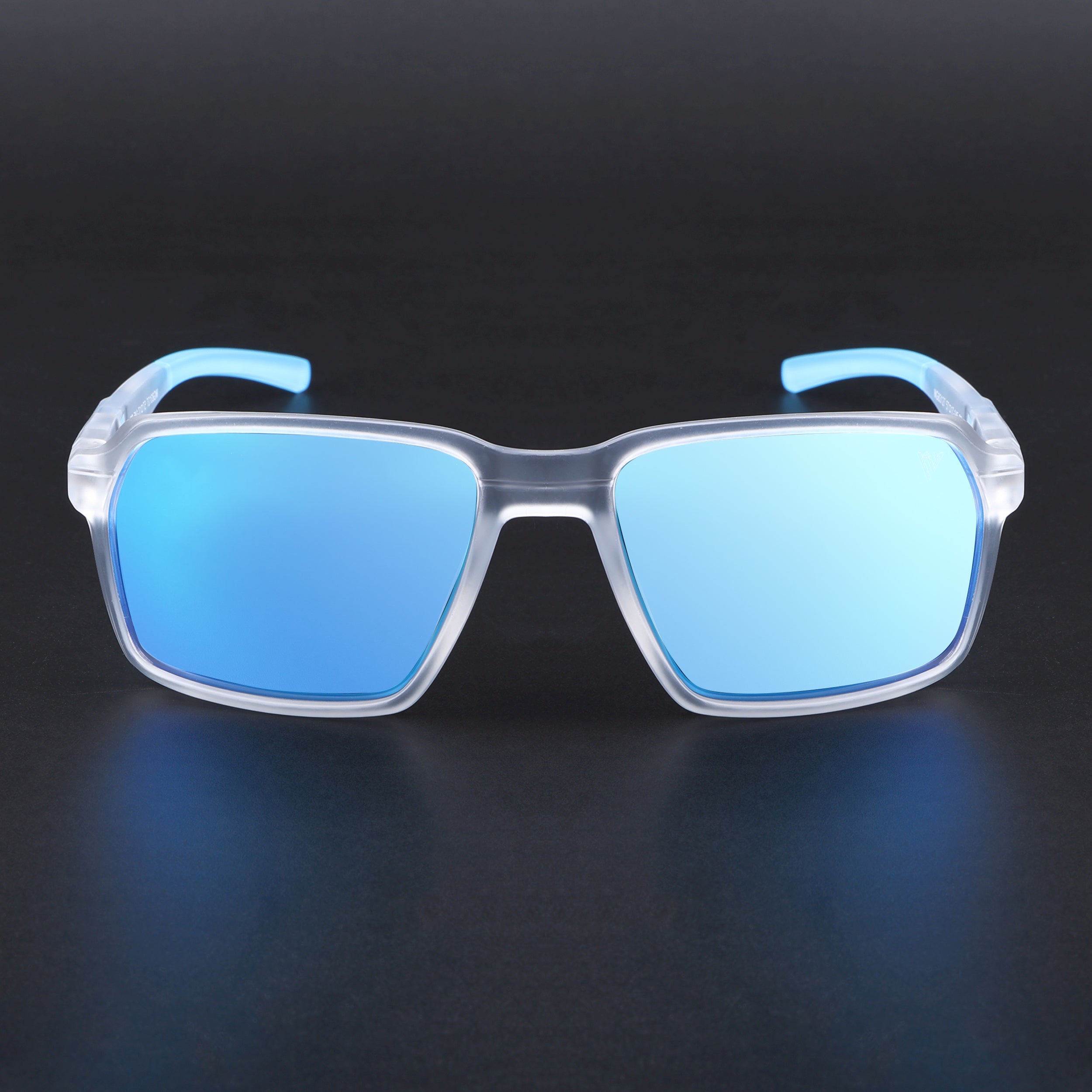 Wayfarer Polarized Sunglasses | Blue Lens | Transparent Frame - PMG6776