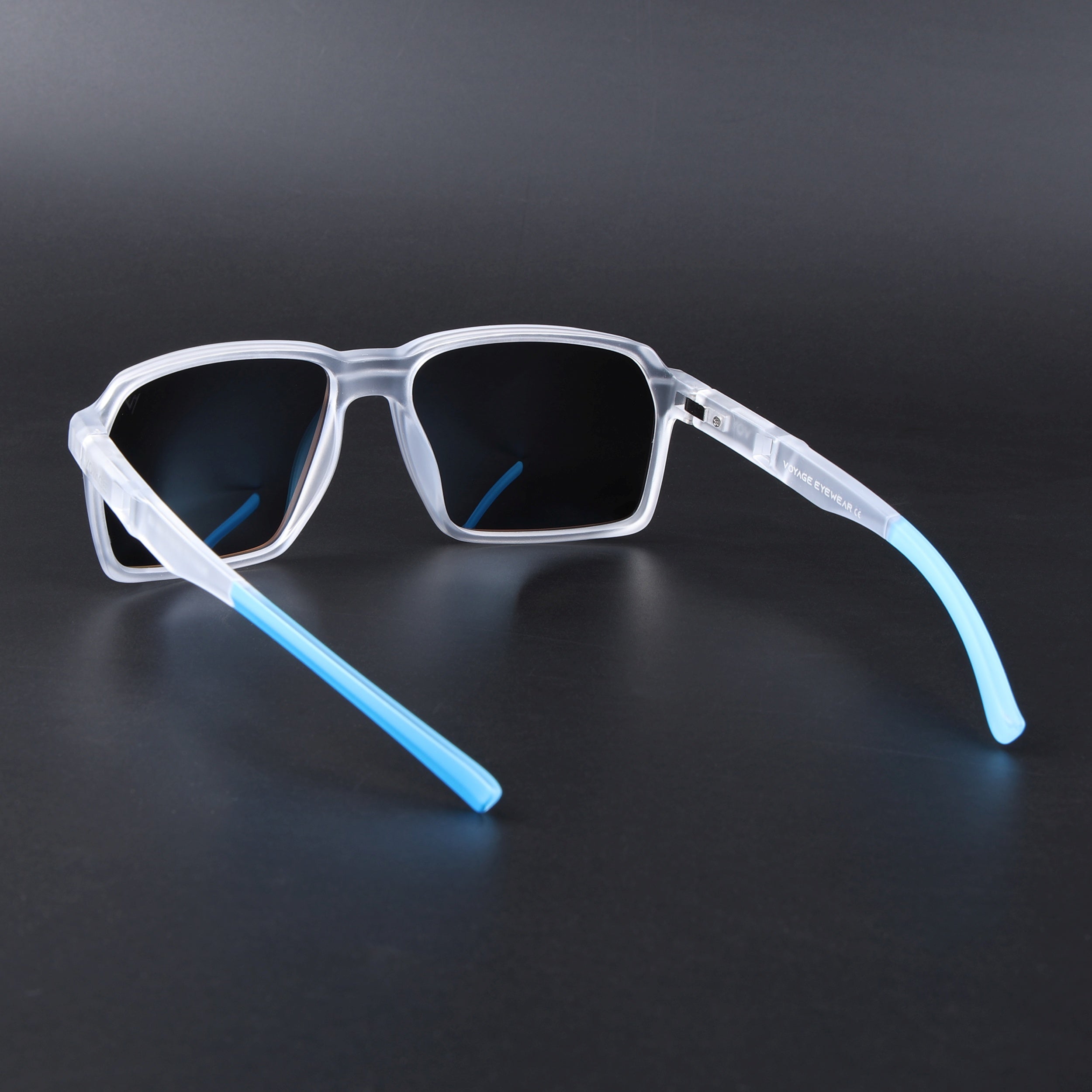 Wayfarer Polarized Sunglasses | Blue Lens | Transparent Frame - PMG6776