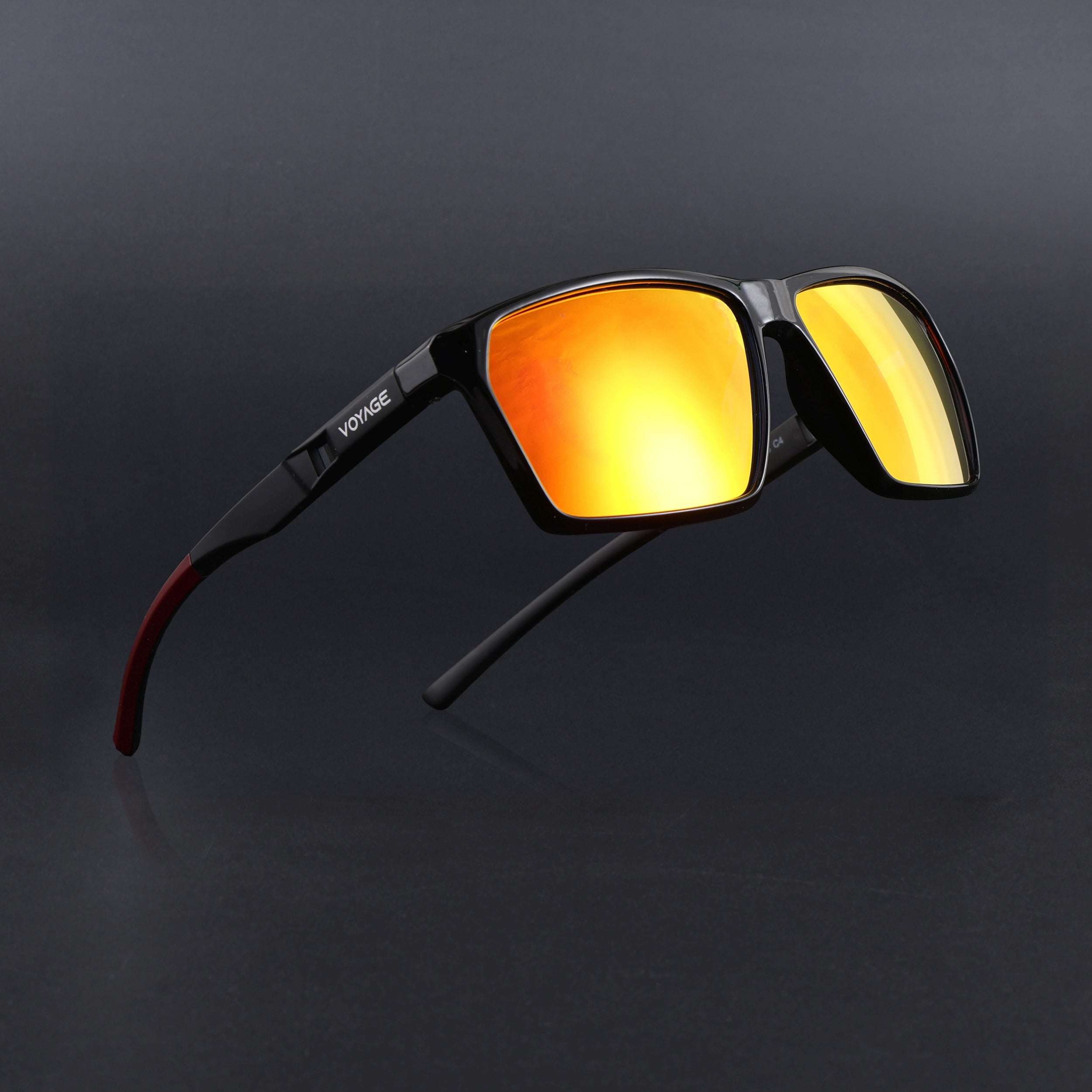 Wayfarer Polarized Sunglasses Orange Lens | Shine Black Frame - PMG6778