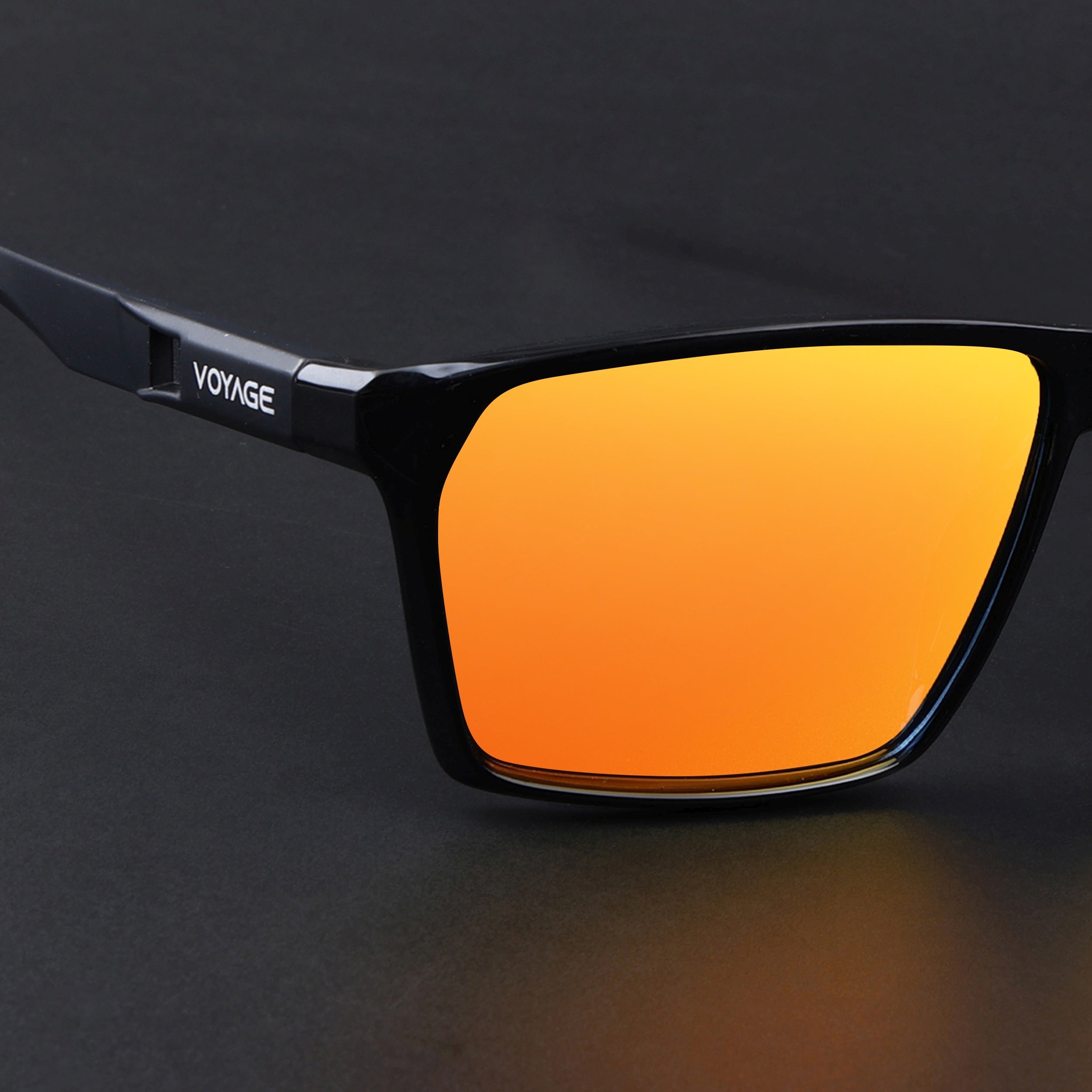 Wayfarer Polarized Sunglasses Orange Lens | Shine Black Frame - PMG6778