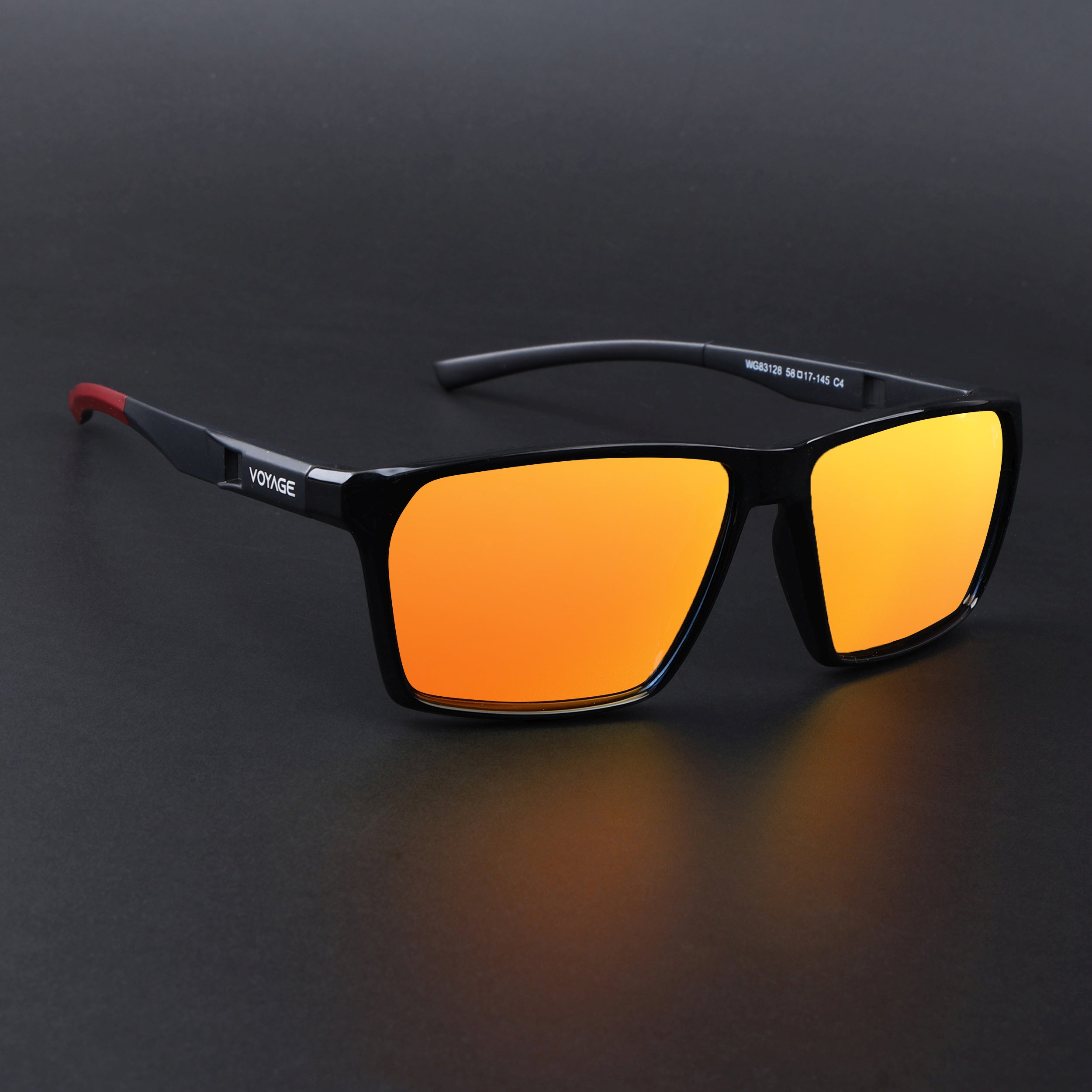 Wayfarer Polarized Sunglasses Orange Lens | Shine Black Frame - PMG6778