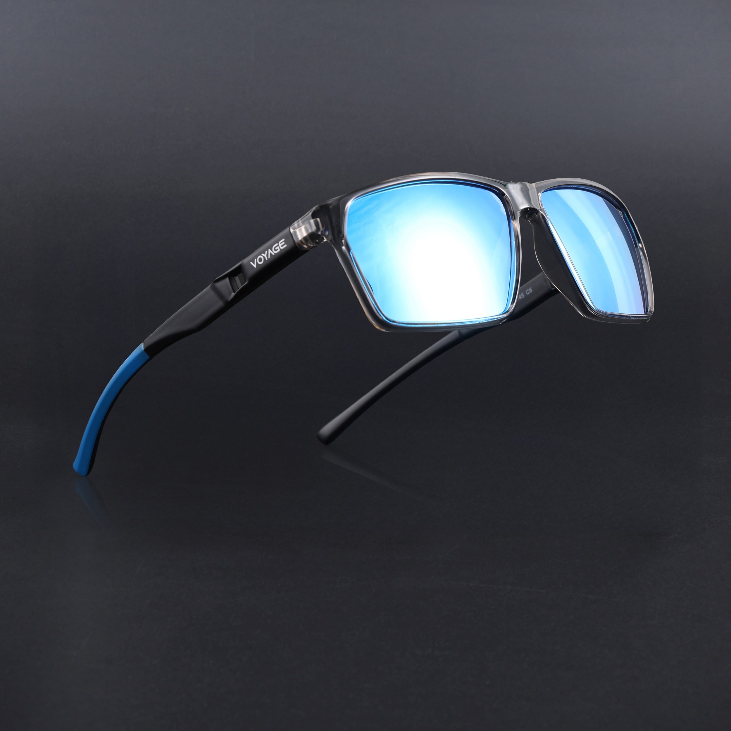Wayfarer Polarized Sunglasses | Blue Lens | Grey Frame - PMG6780