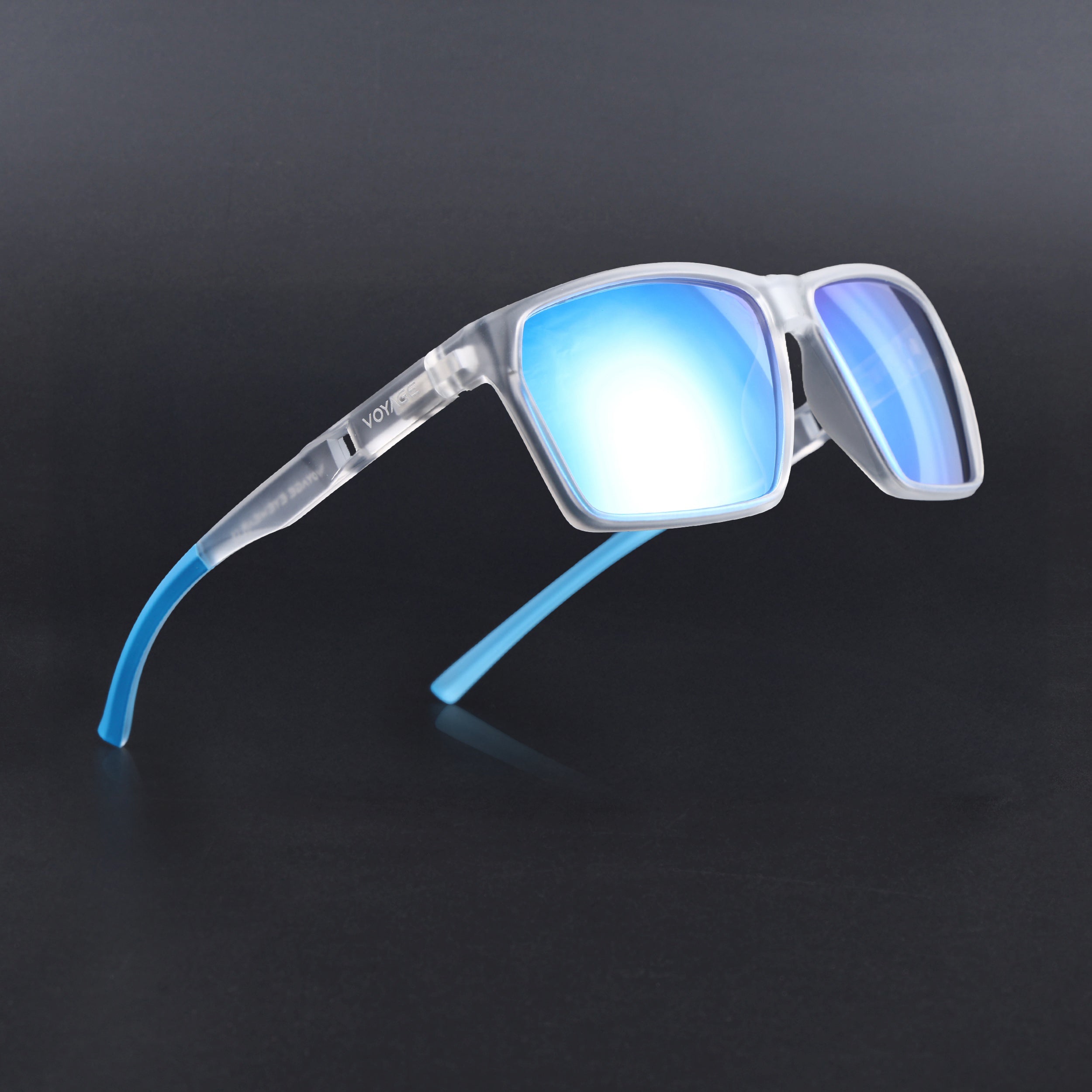 Wayfarer Polarized Sunglasses | Blue Lens | Transparent Frame - PMG6782