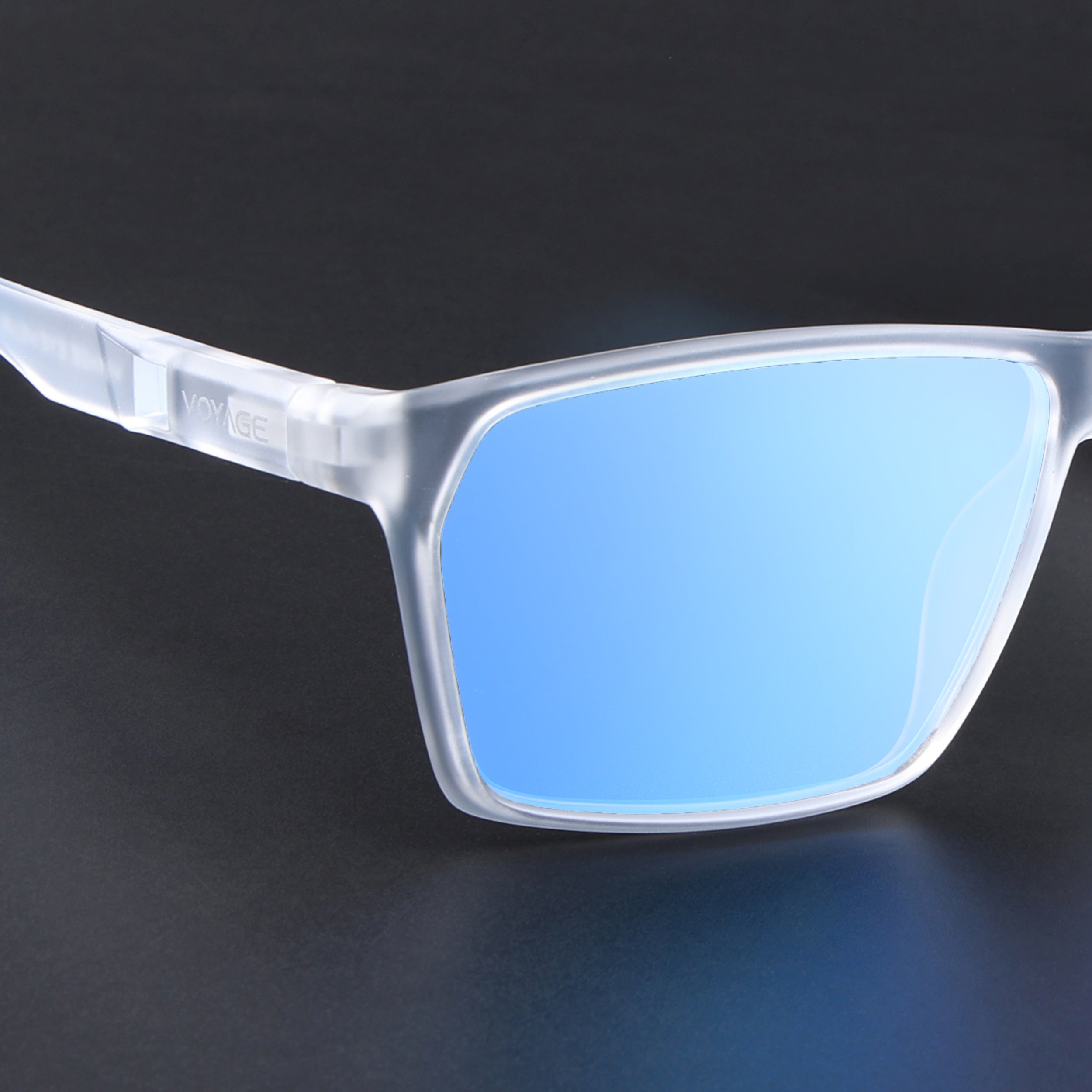 Wayfarer Polarized Sunglasses | Blue Lens | Transparent Frame - PMG6782