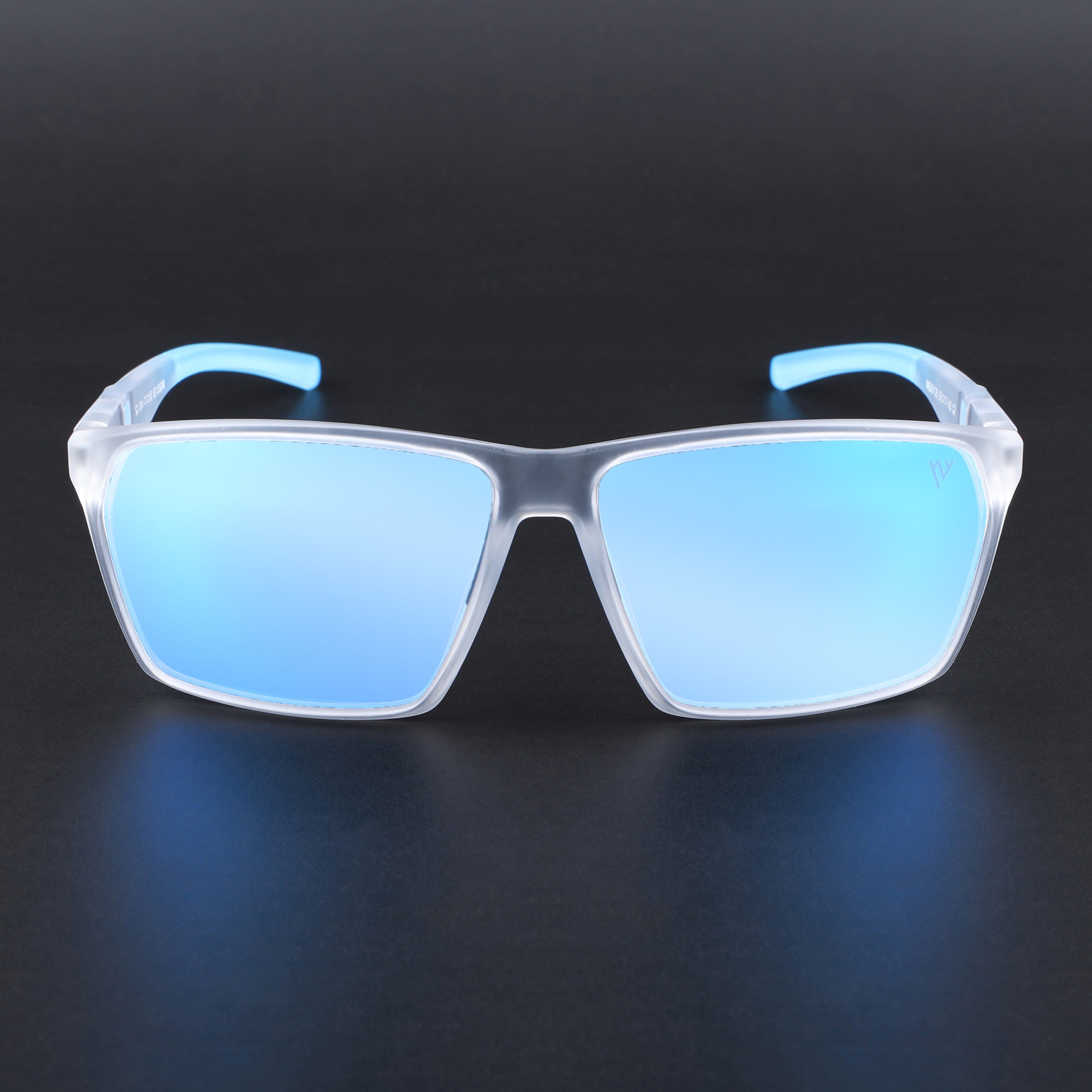 Wayfarer Polarized Sunglasses | Blue Lens | Transparent Frame - PMG6782