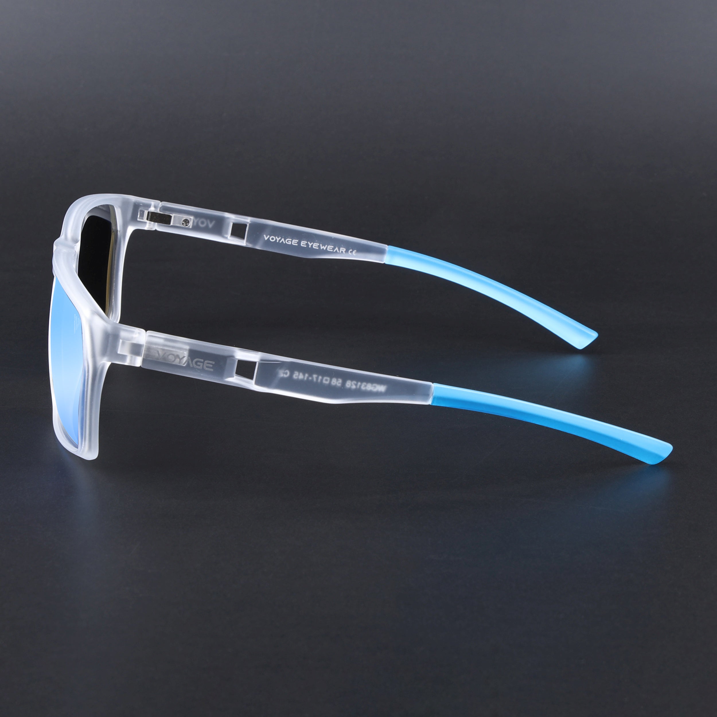 Wayfarer Polarized Sunglasses | Blue Lens | Transparent Frame - PMG6782